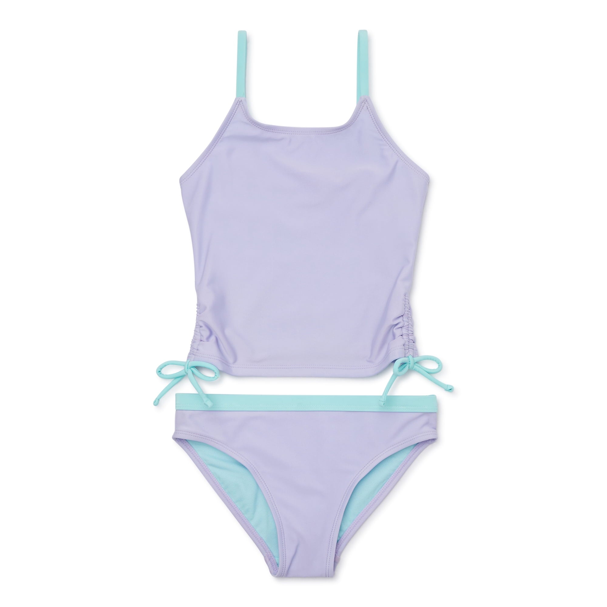 SIZE: XS(4-5) - Wonder Nation Girls' Side Tie Tankini Swimsuit with UPF 50, 2-Piece