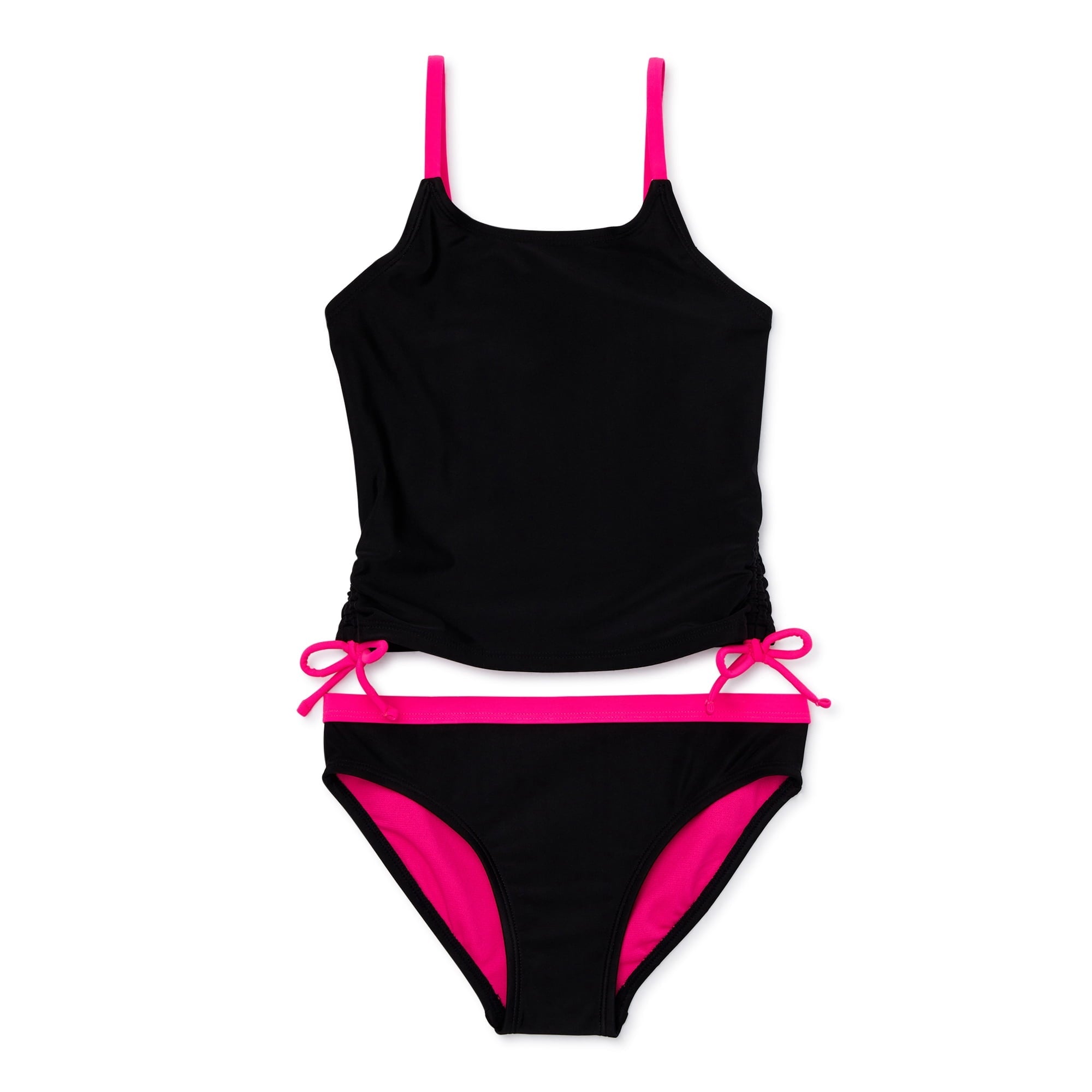 SIZE: M(7-8) - Wonder Nation Girls' Side Tie Tankini Swimsuit with UPF 50, 2-Piece