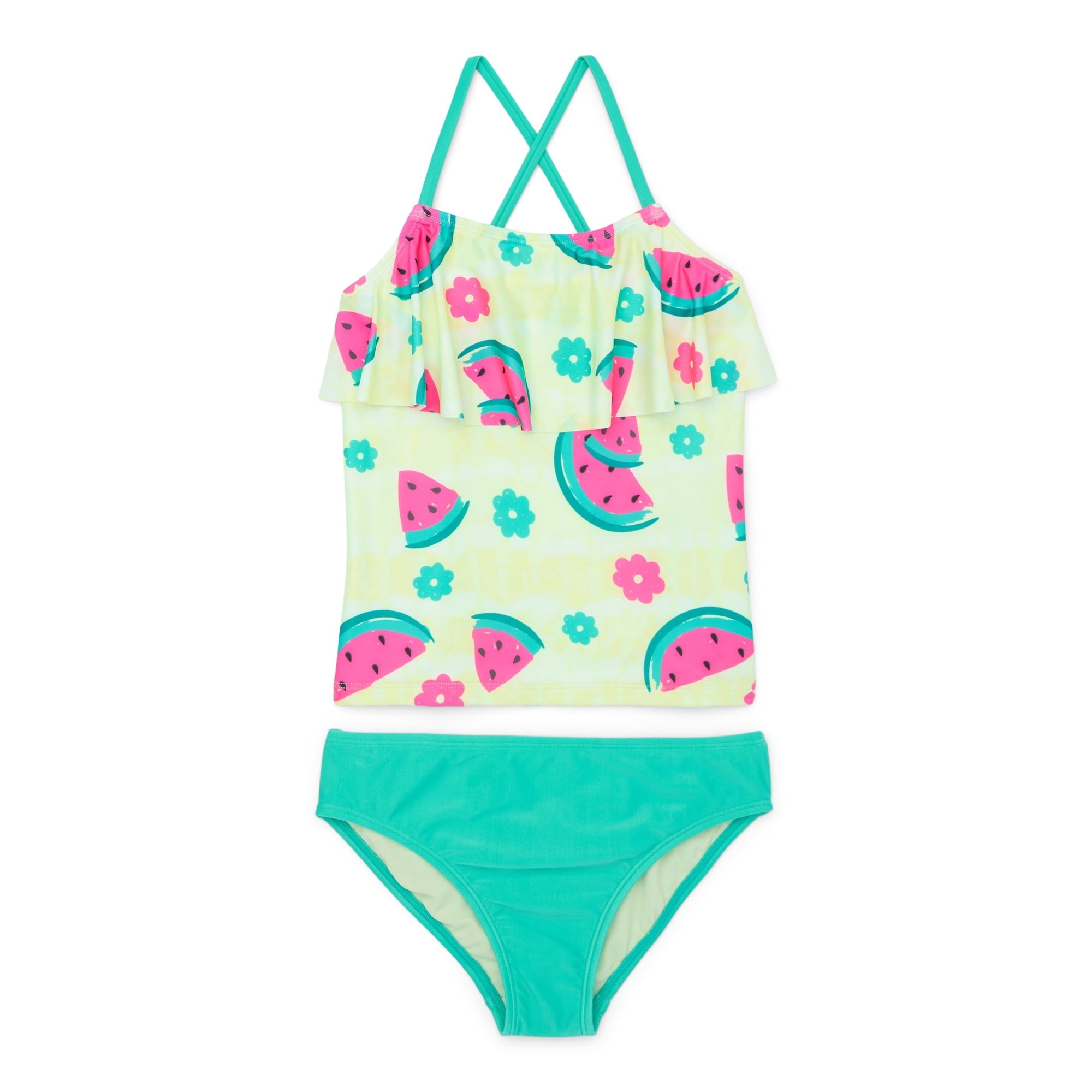 SIZE: 4Y - Wonder Nation by Wonder Nation 2-Piece Girls Tankini, Sizes 4-18 & Plus