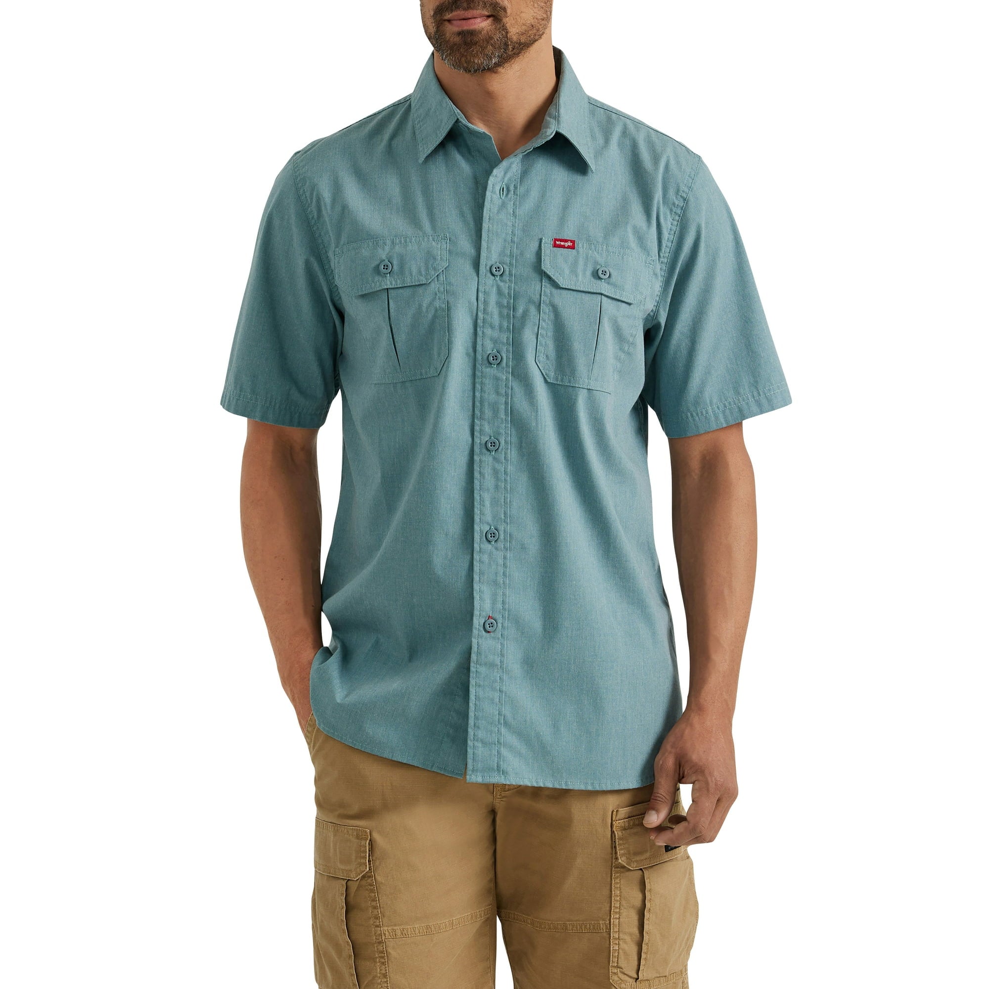 SIZE: 3XL - Wrangler® Men's Relaxed Fit Short Sleeve Twill Shirt