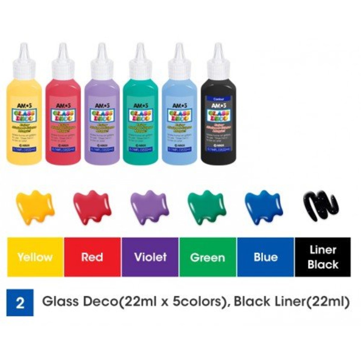 AMOS Glass Deco™, Gardenscape 22ml x 6 Colours Set