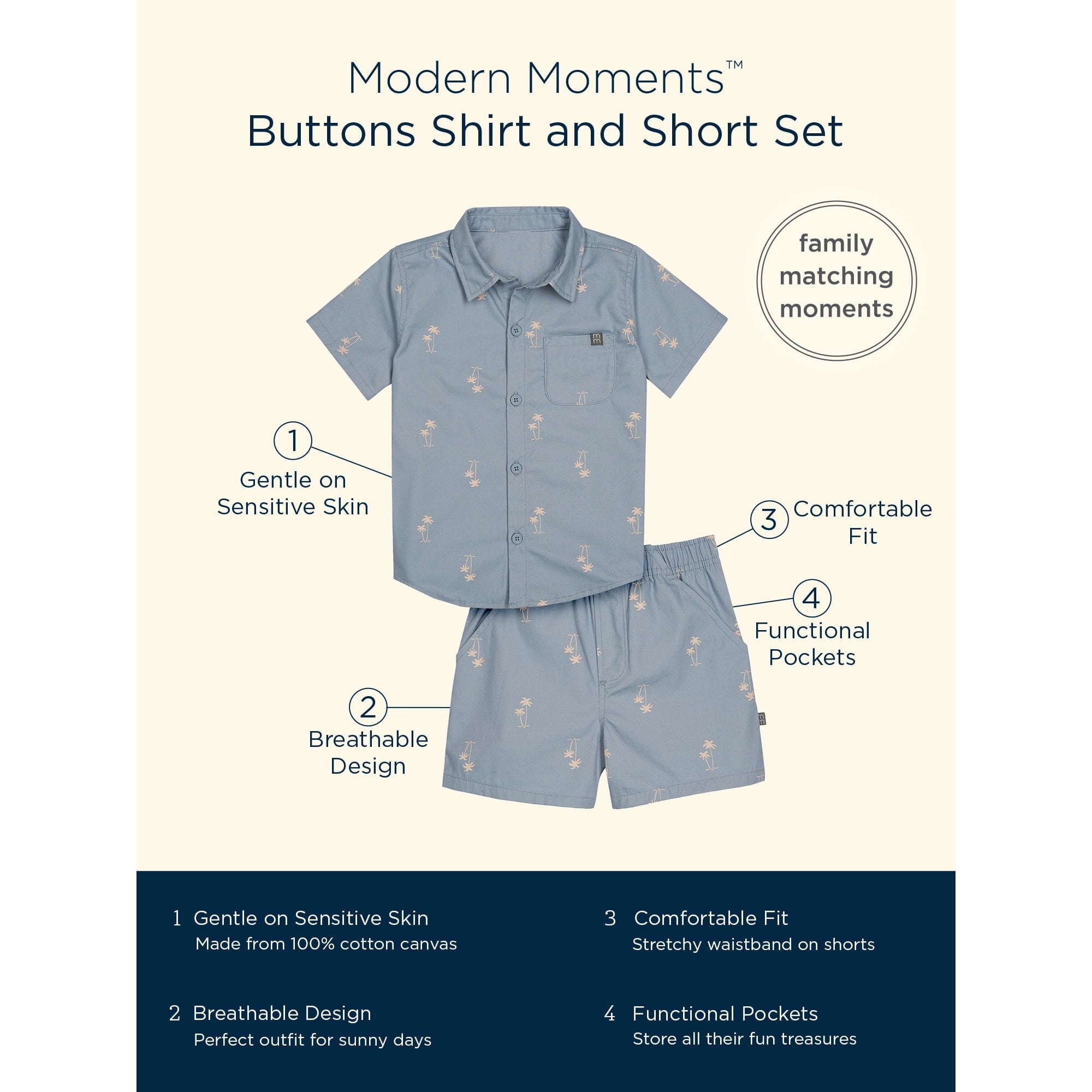 SIZE: 5T - Modern Moments by Gerber Toddler Boy Woven Shirt and Short Set