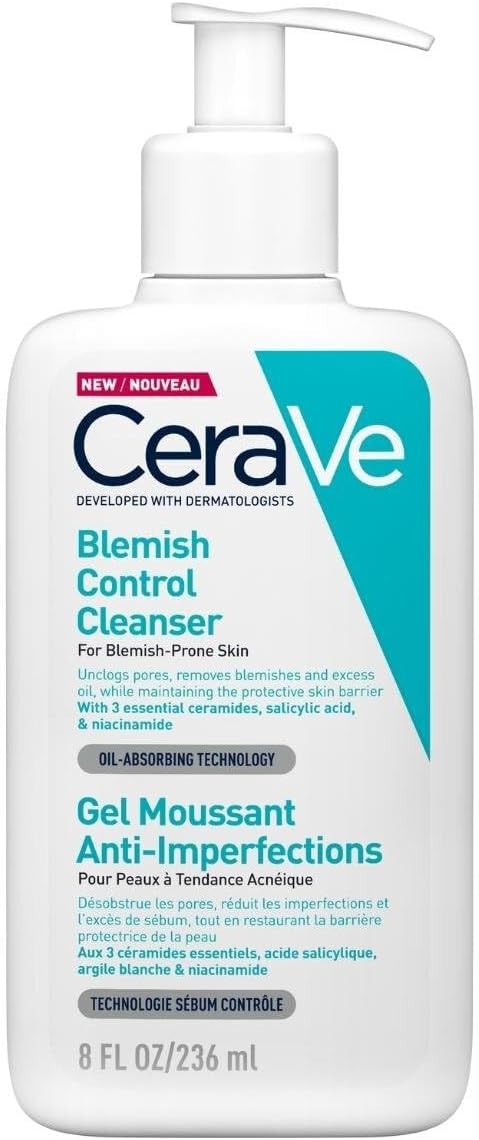 CeraVe Blemish Control Cleanser Face Wash For Acne & Blemish Prone Skin with 2% Salicylic Acid, Niacinamide and Ceramides 236 ML