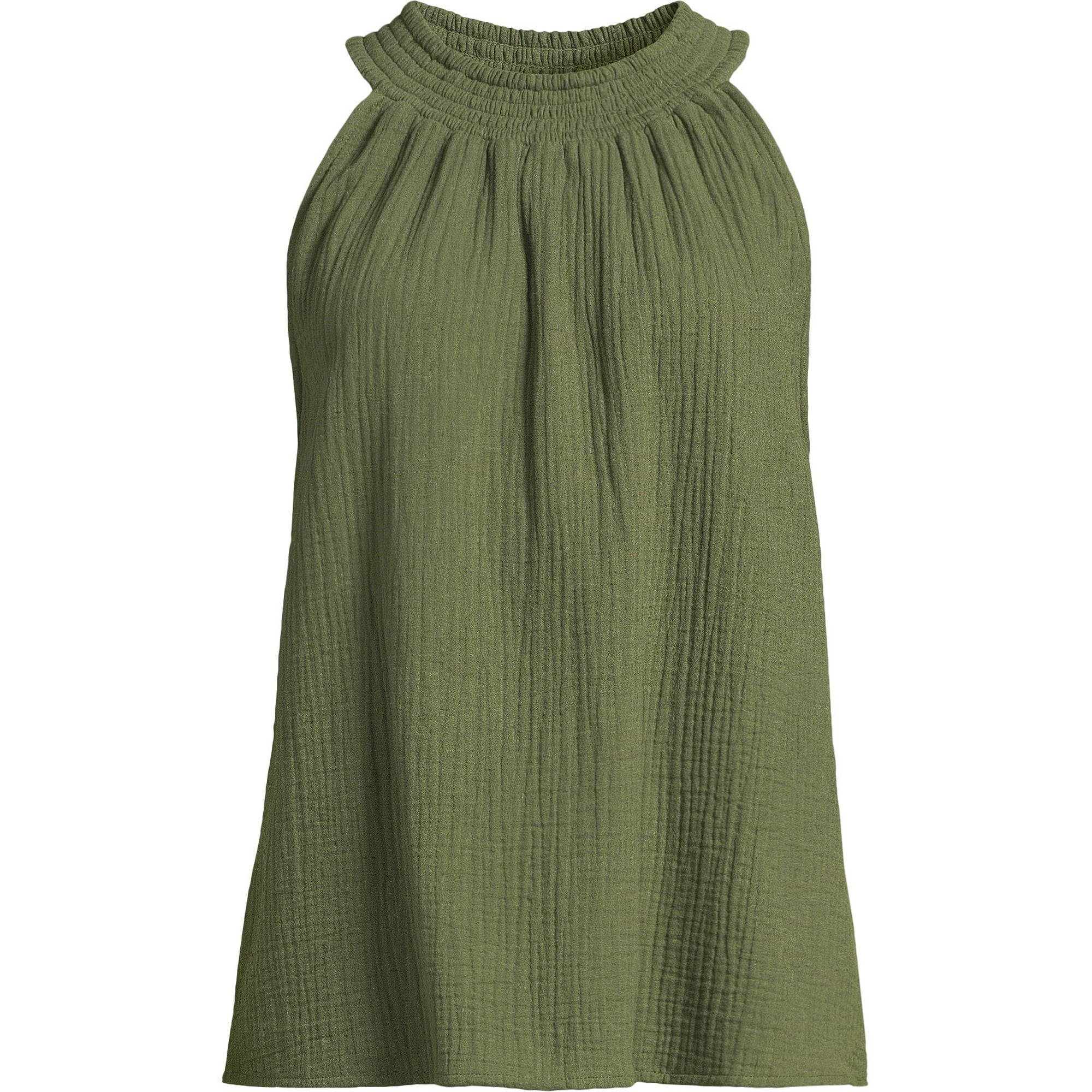 SIZE: XL(16-18) - Time and Tru Women's Smocked Halter Woven Top