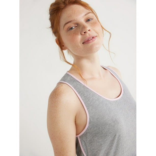 المقاس: XL - قميص نوم نسائي بدون أكمام من Joyspun مصنوع من مزيج القطن