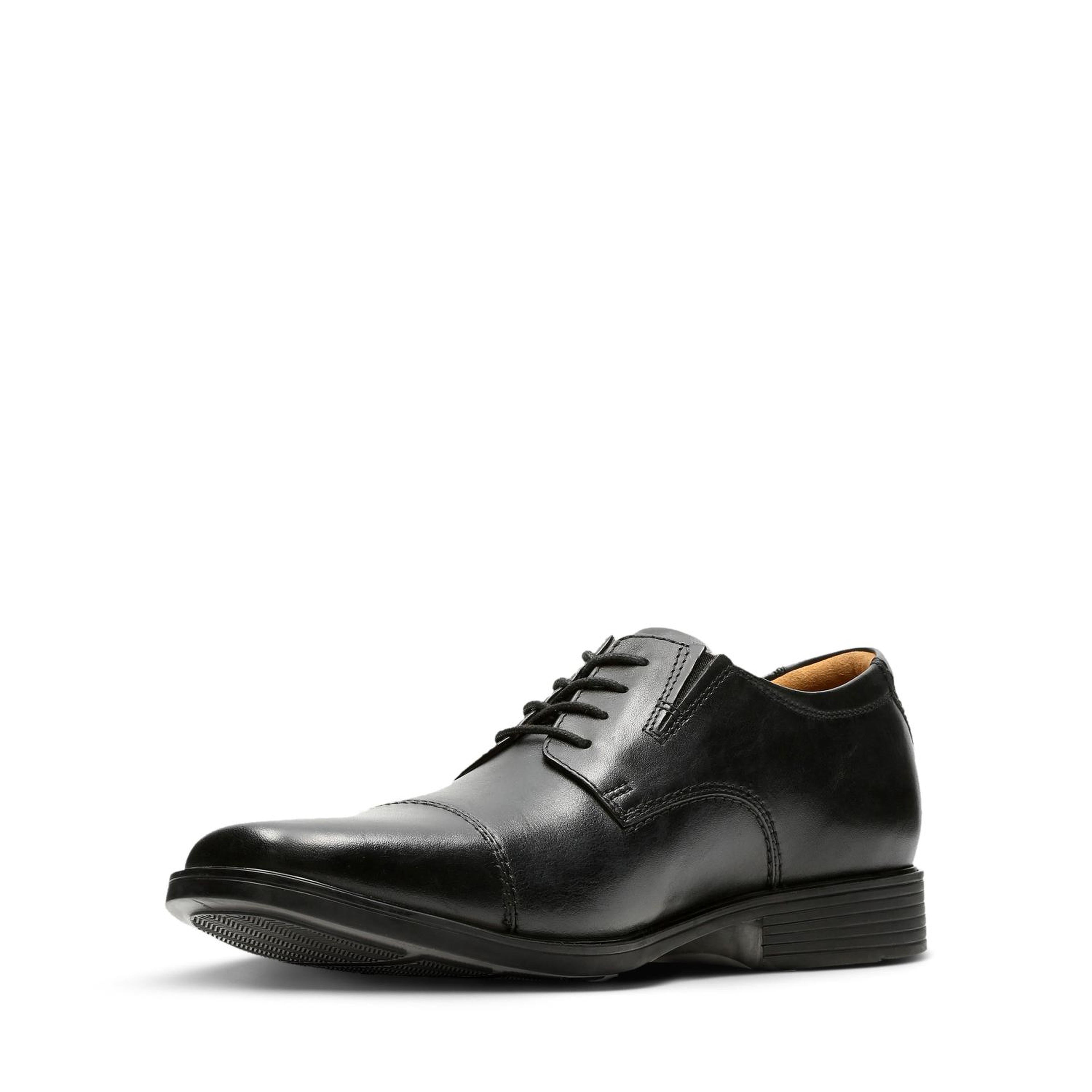 Clarks Cosgrove Cap Men’s Black Leather Derby Shoes – Classic Smart Dress Shoes with Lasting Comfort
