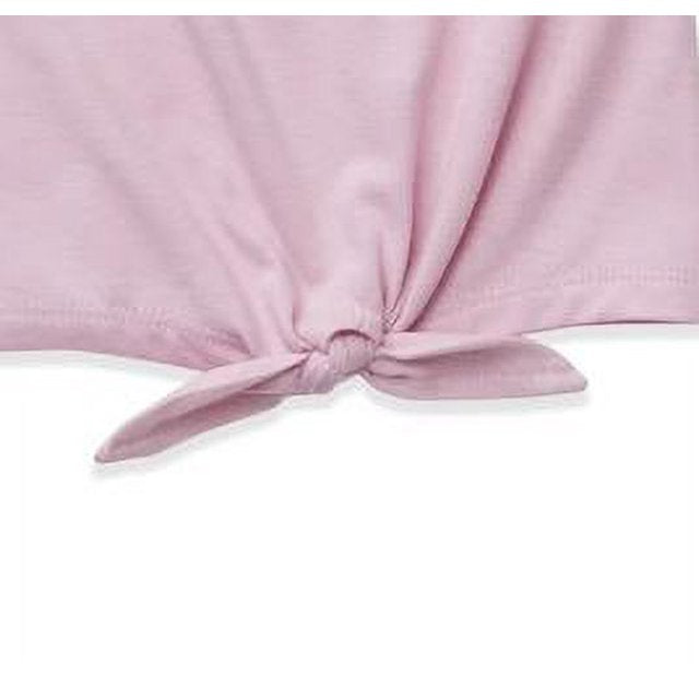 المقاس: XL (14-16 سنة) - تي شيرت ريبوك للبنات برباط جانبي ورسومات جرافيكية