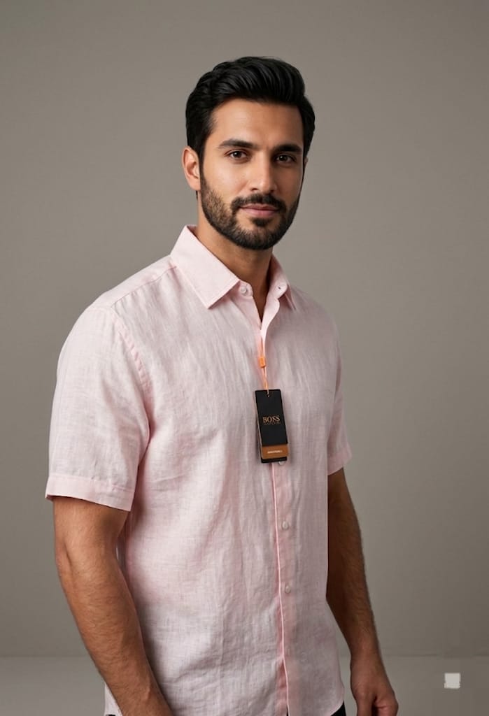 Hugo Boss Linen shirt very light pink