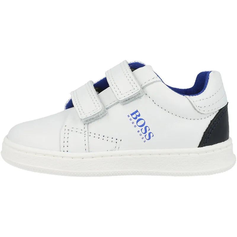 Hugo Boss Kids Trainers White Electric Blue