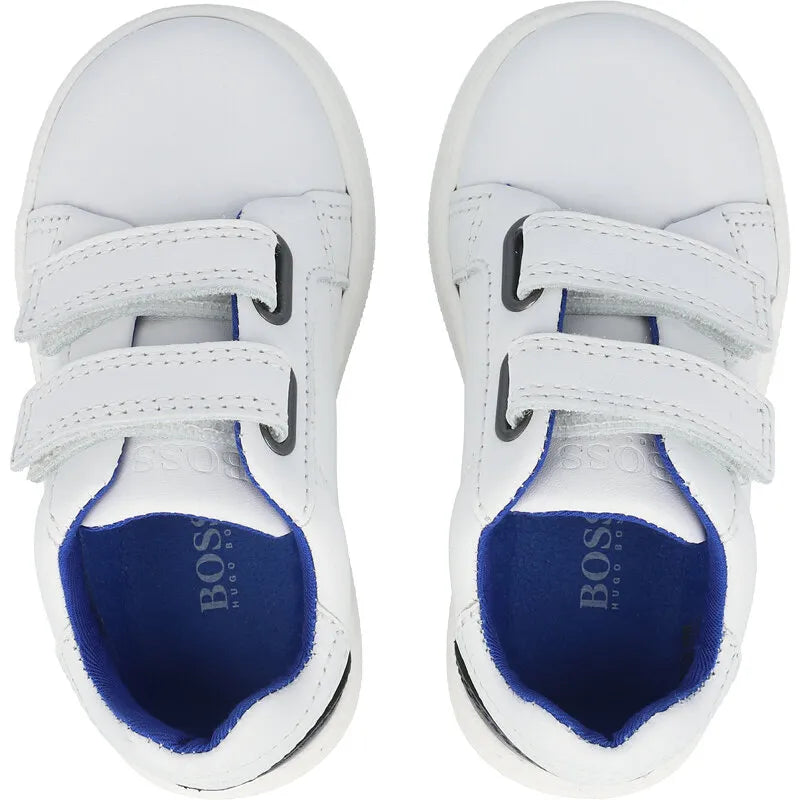 Hugo Boss Kids Trainers White Electric Blue