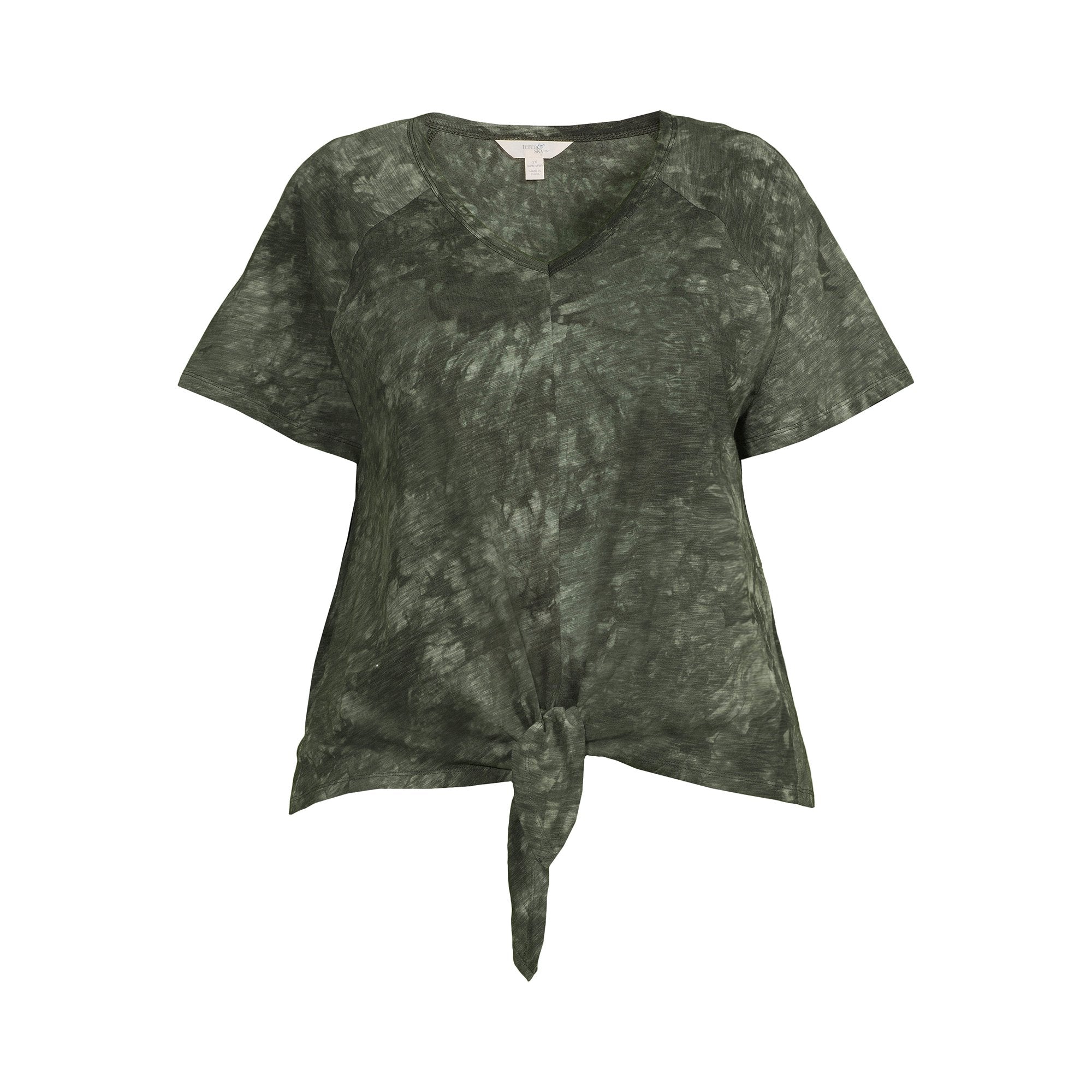 SIZE: 14T - Terra & Sky Women's Plus Size Raglan Sleeve Tie Front Tee, 2-Pack