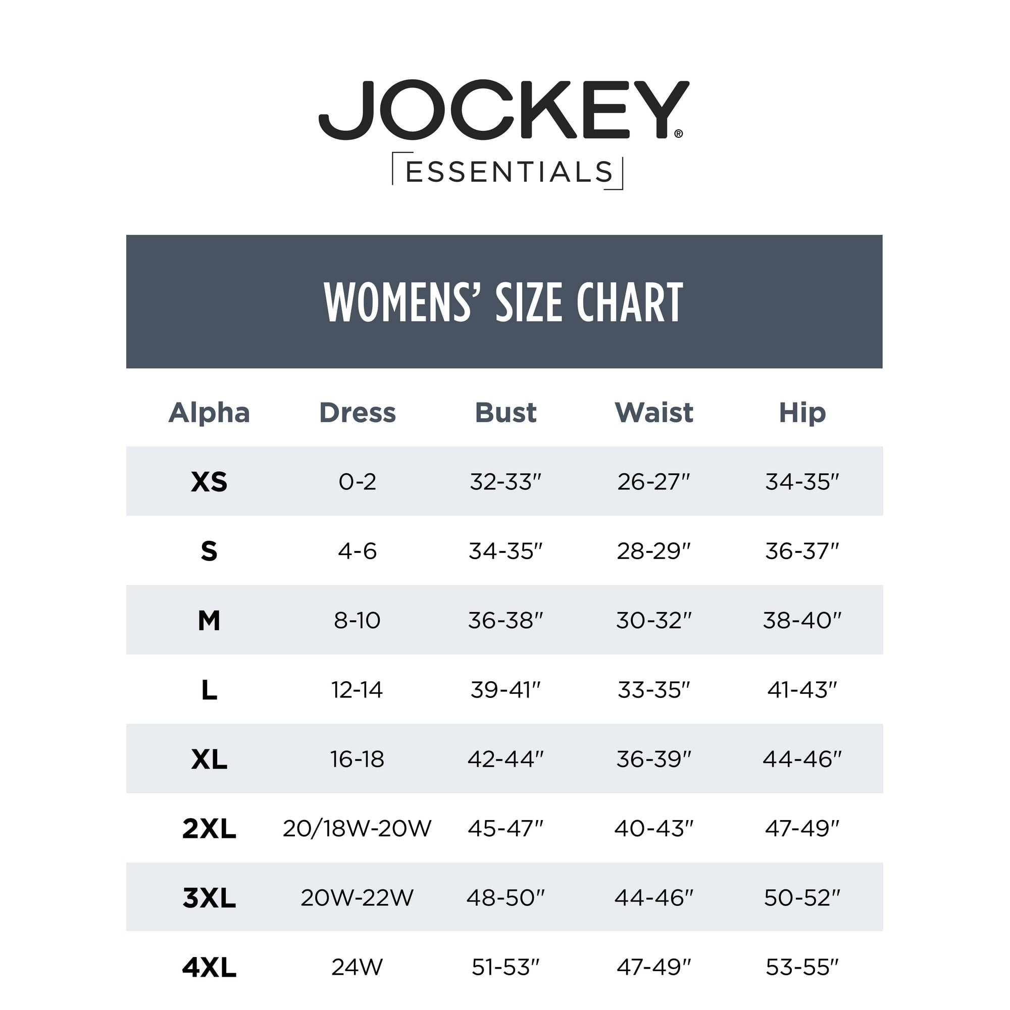 المقاس: 3XL - قميص داخلي ناعم تحت الإبط من Jockey® Essentials للنساء S