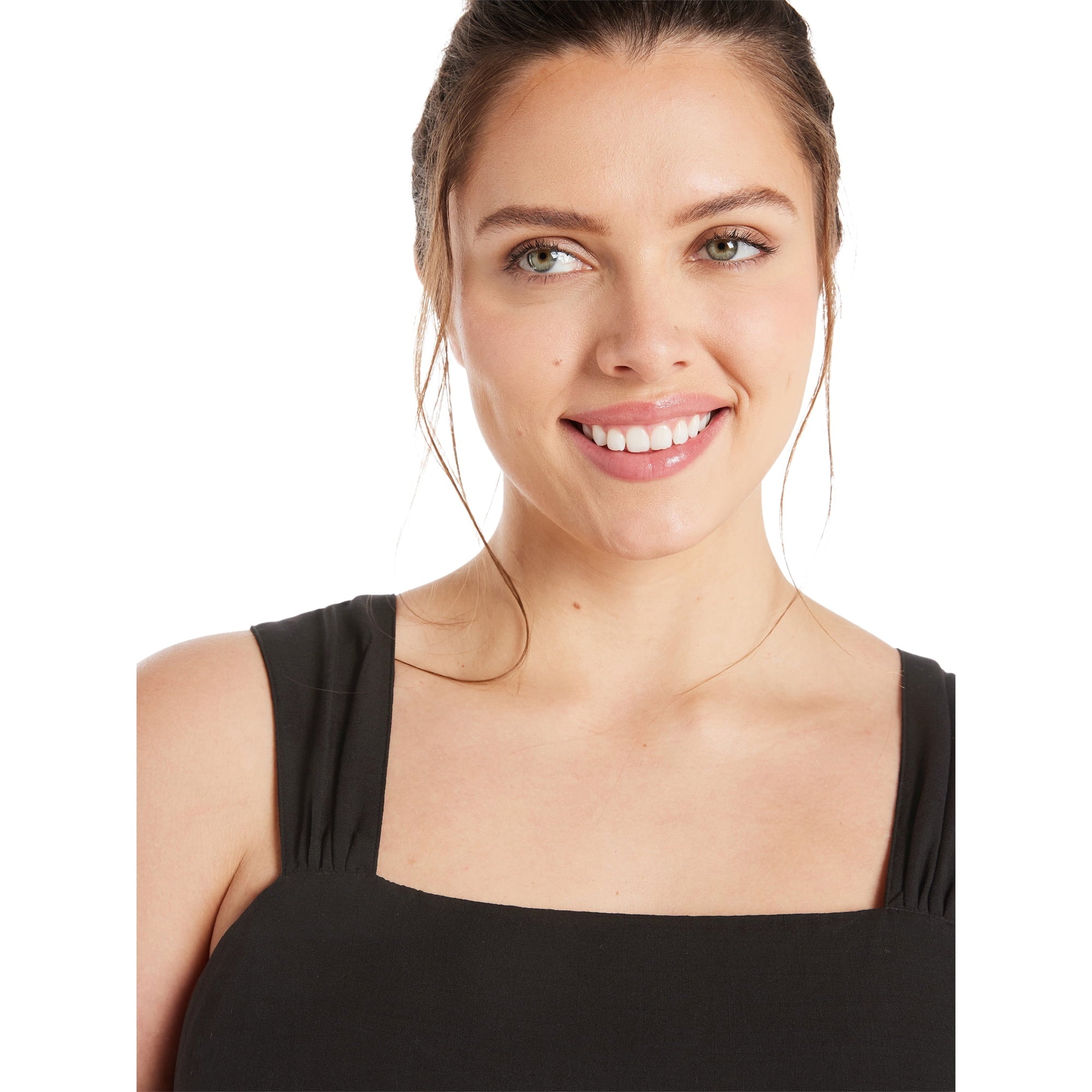 SIZE: 1X - Terra & Sky Women’s Plus Size Linen Blend Square Neck Maxi Dress