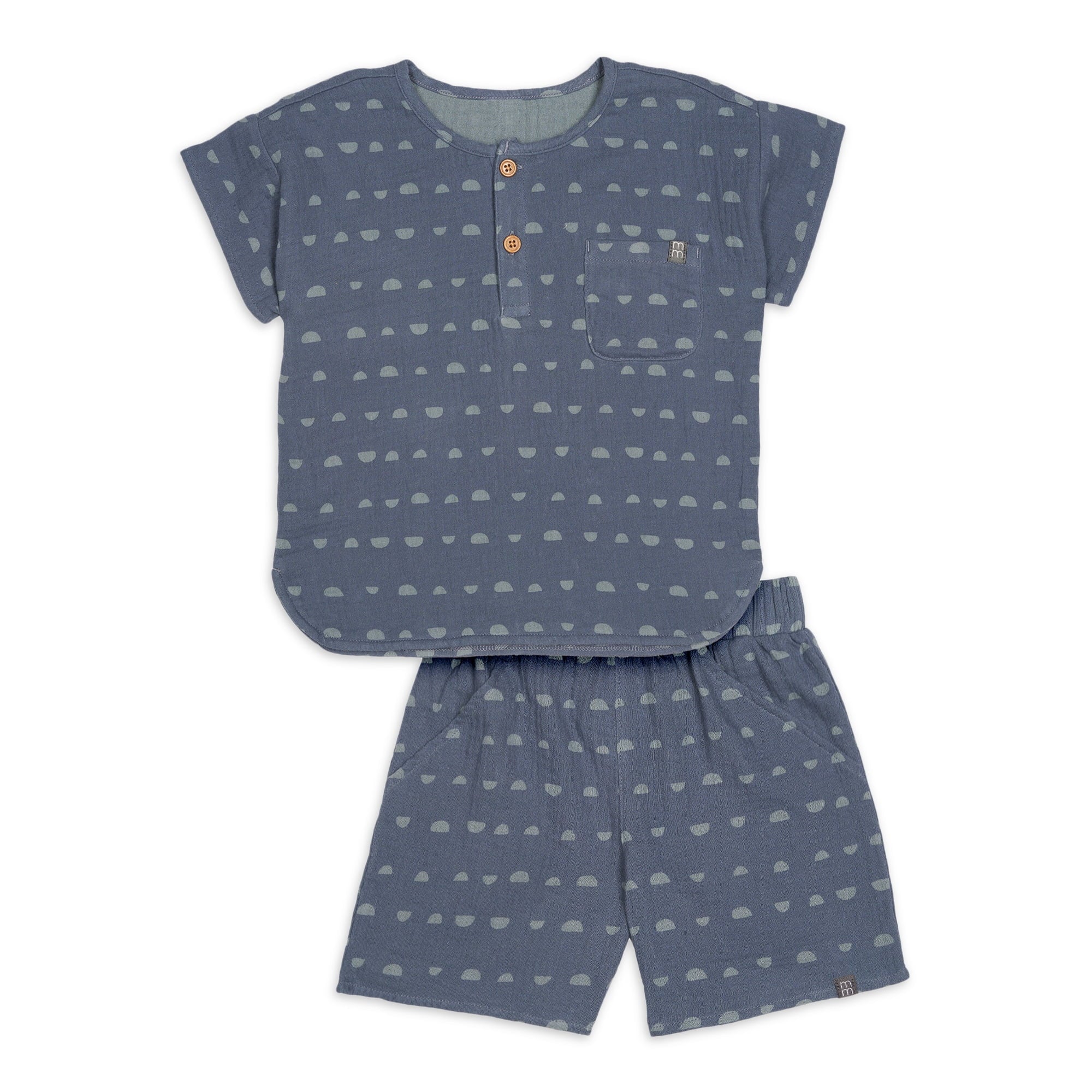Sizes 5T - Modern Moments by Gerber Toddler Boy Casual Gauze Henley Tee and Short Set