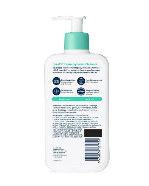 Cerave Foaming Facial Cleanser For Normal To oily skin 355 ml