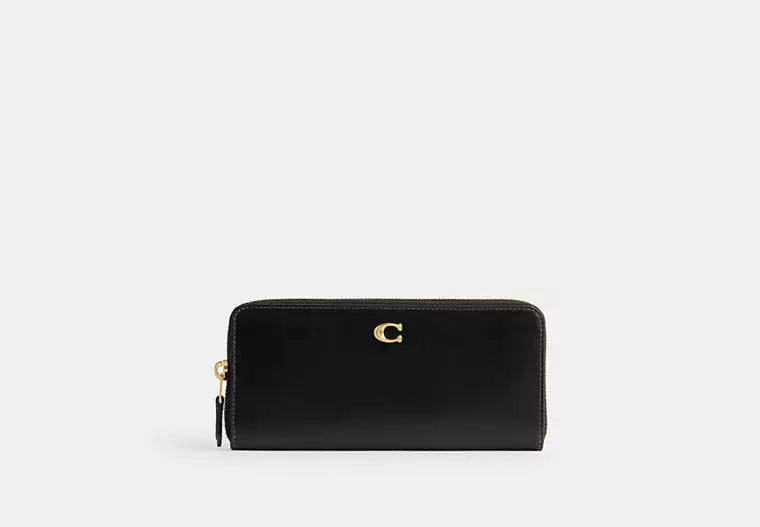 COACH Essential Slim Accordion Zip Wallet black silver zipper