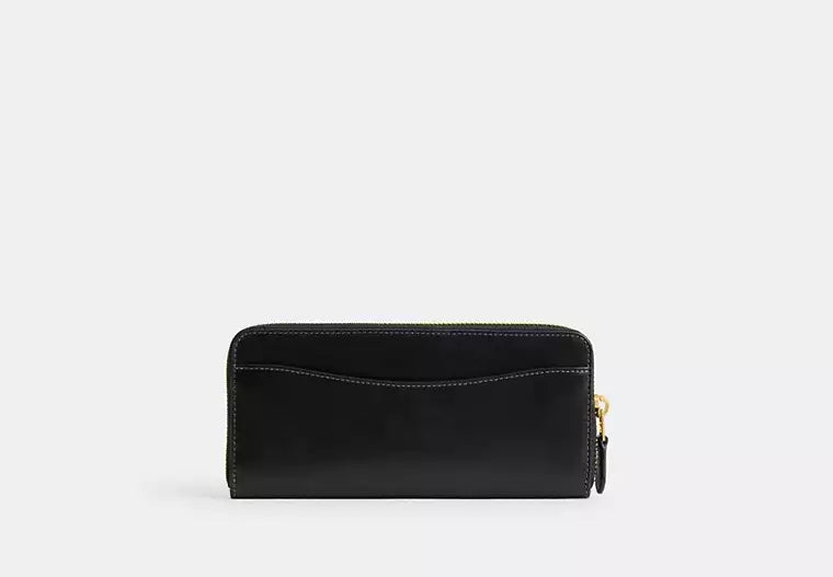 COACH Essential Slim Accordion Zip Wallet black silver zipper
