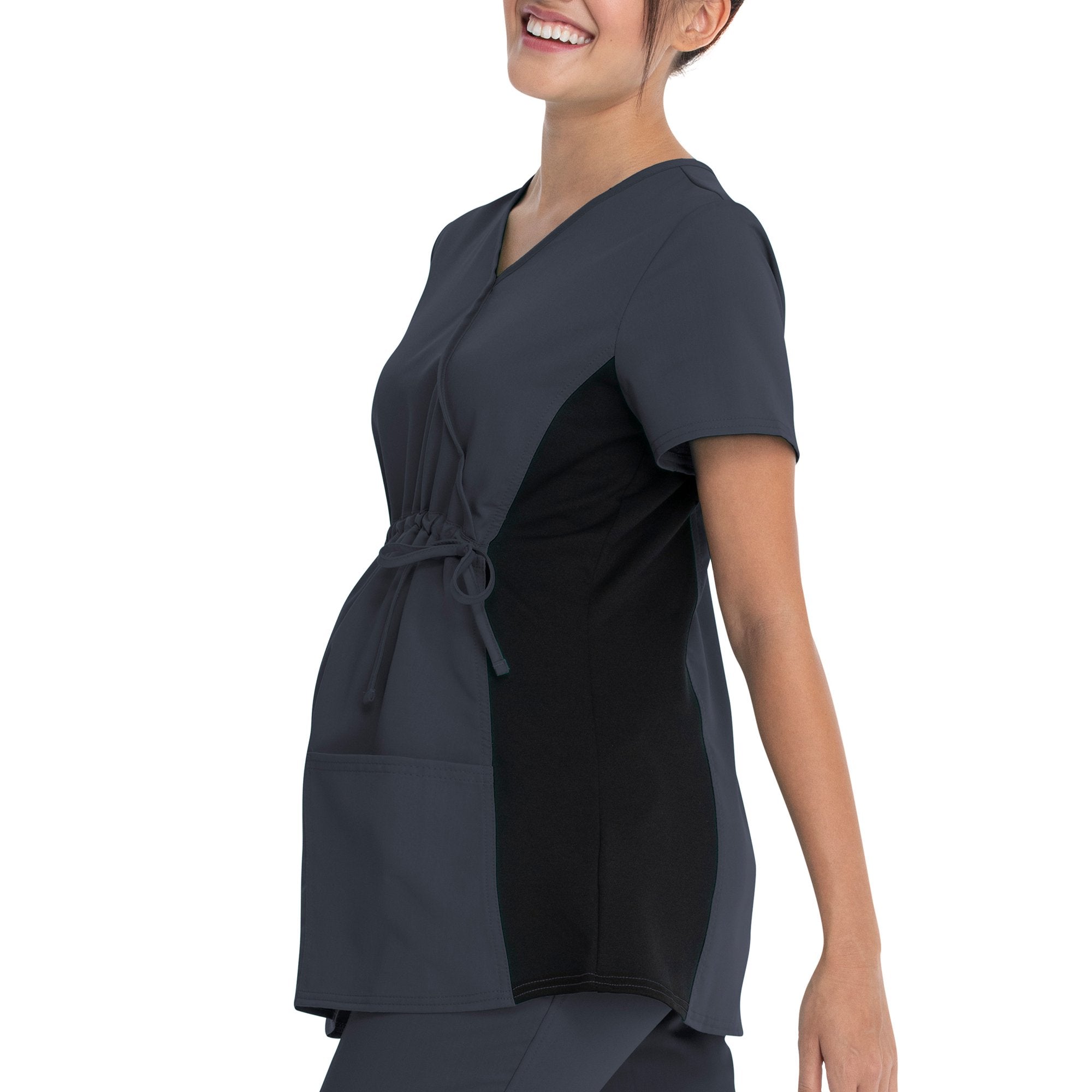 المقاس: L - بلوزة سكراب ستار النسائية ذات القماش الرايون مع لوحة جانبية مرنة قابلة للتمدد للحمل WD800