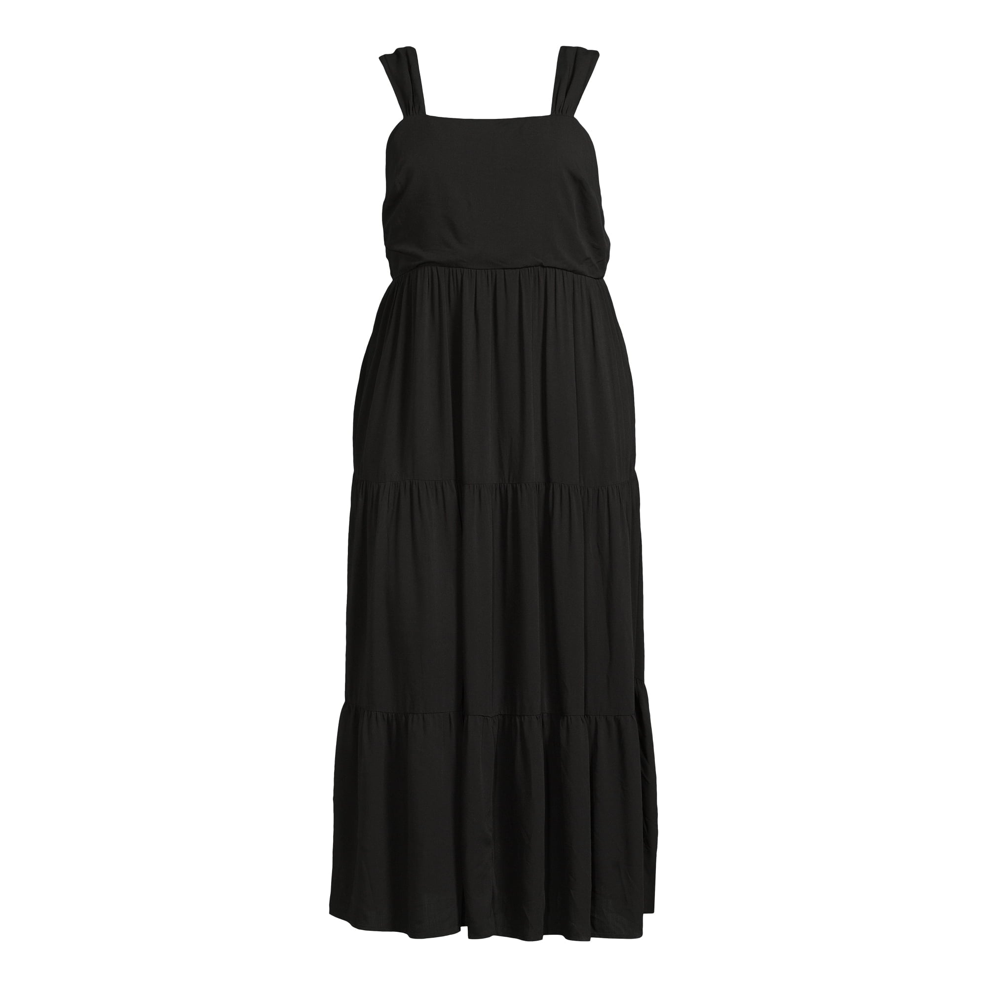 SIZE: 1X - Terra & Sky Women’s Plus Size Linen Blend Square Neck Maxi Dress