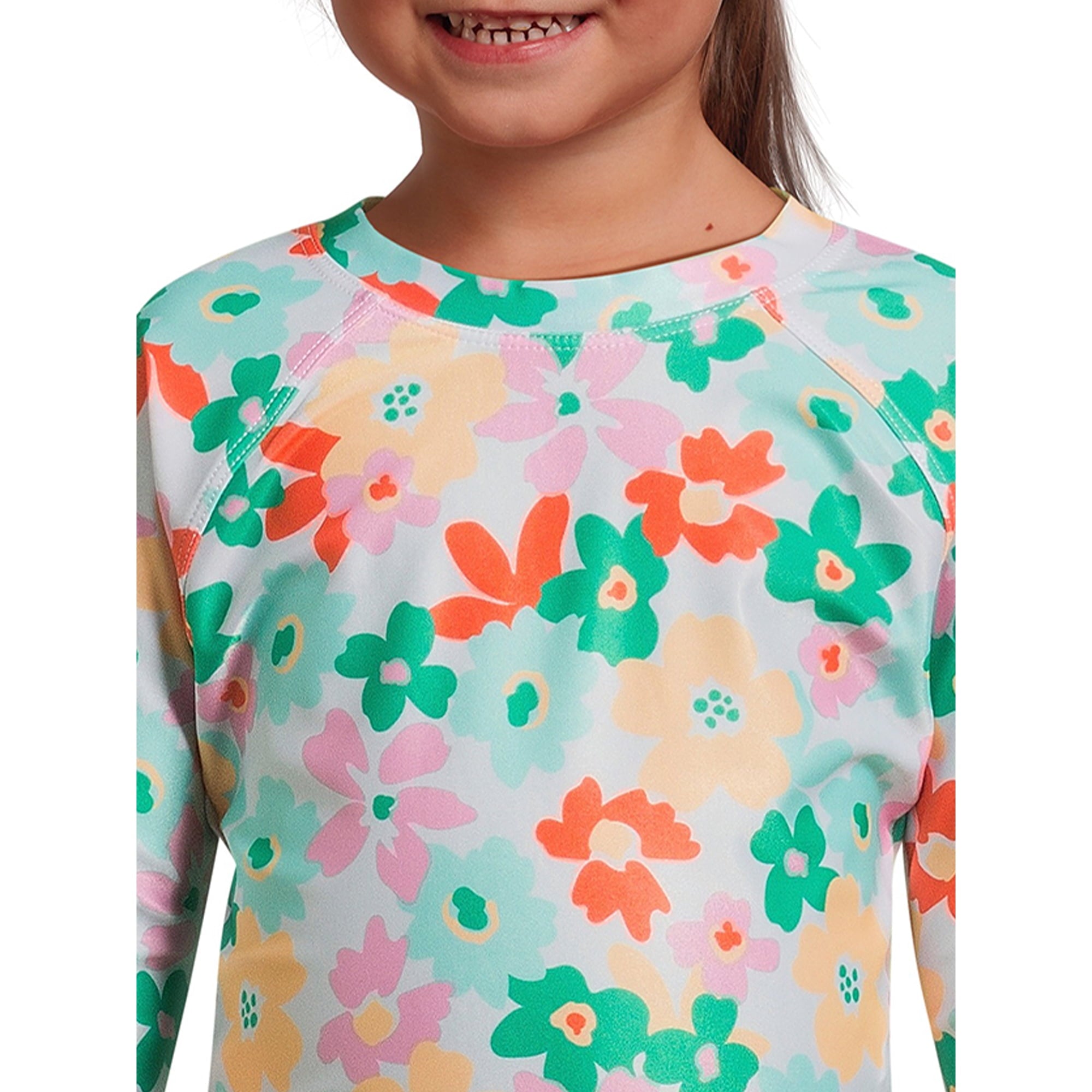 SIZE: 5T - Wonder Nation Toddler Girl Long Sleeve Swim Rash Guard Set