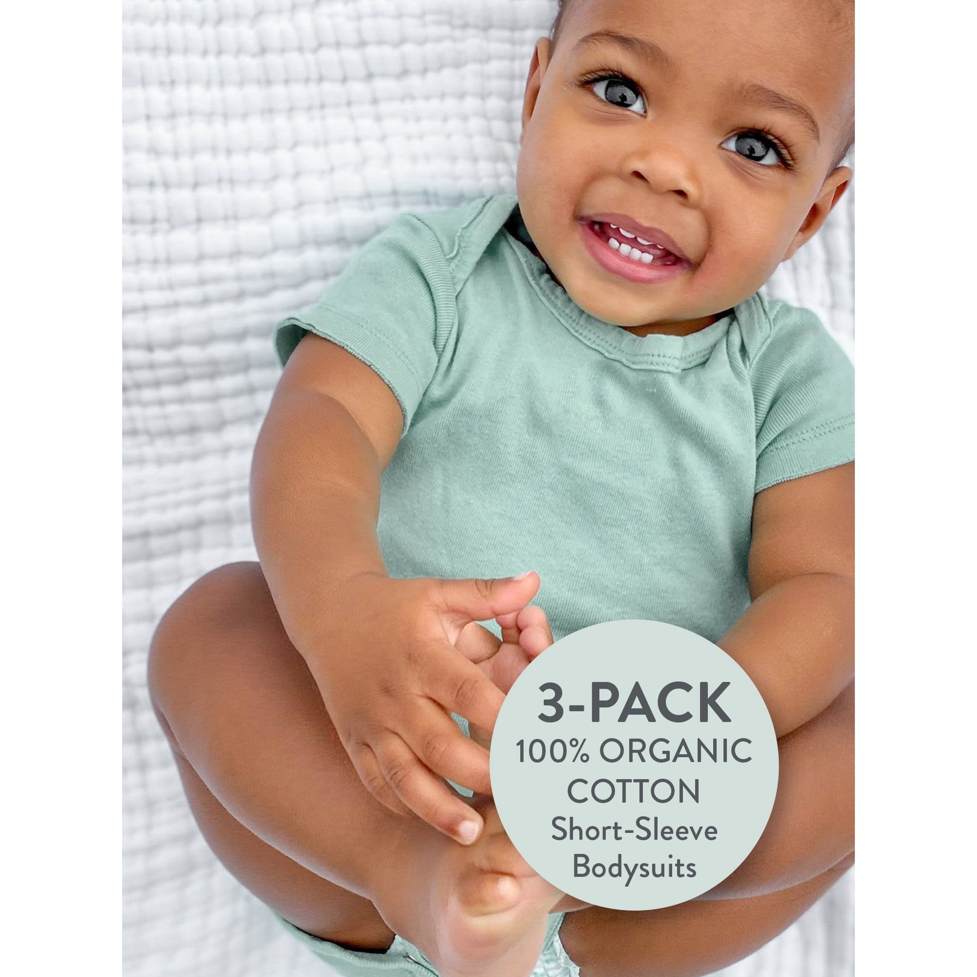 المقاس: 6 أشهر - ملابس أطفال من Honest Baby Clothing، ملابس داخلية قصيرة الأكمام من القطن العضوي، مناسبة للأولاد والبنات، عبوة من 3 قطع