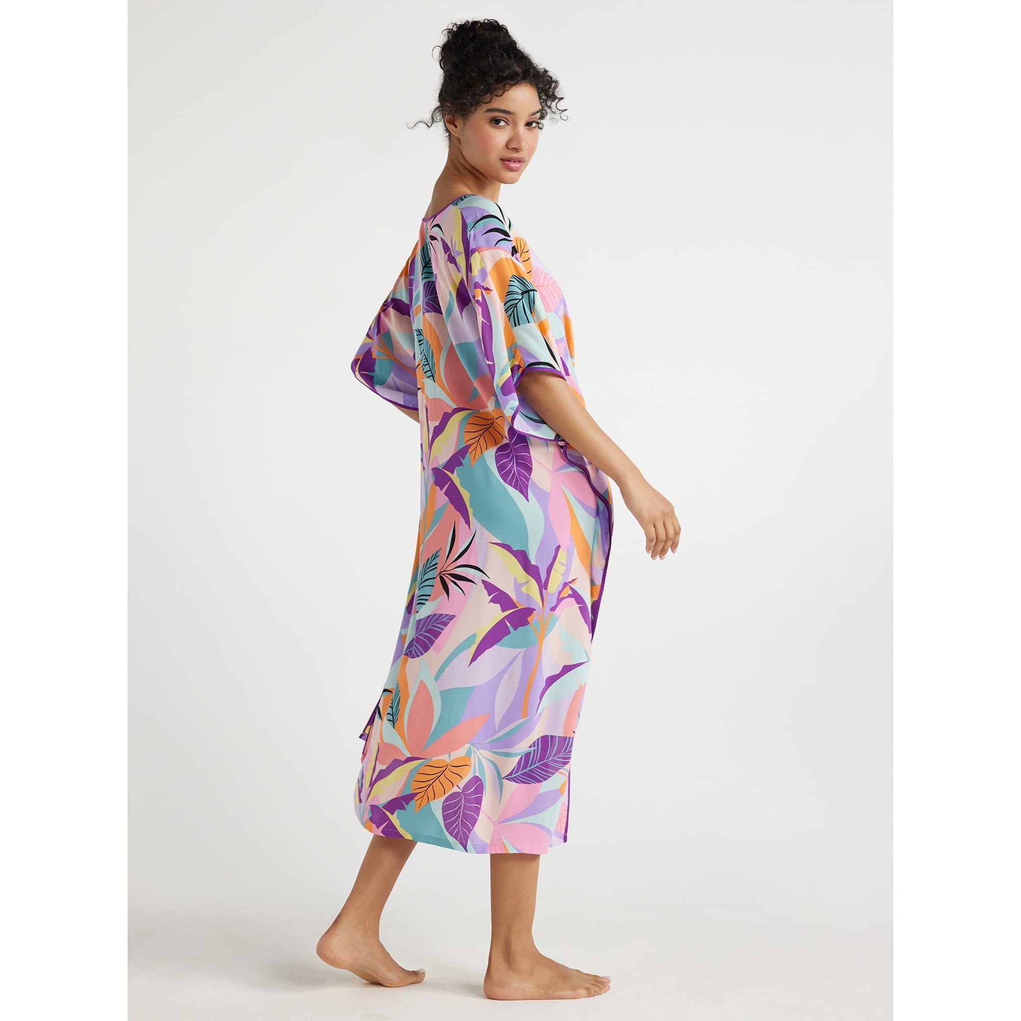 المقاس: 2XL - قفطان نوم نسائي من Joyspun بطبعة منسوجة