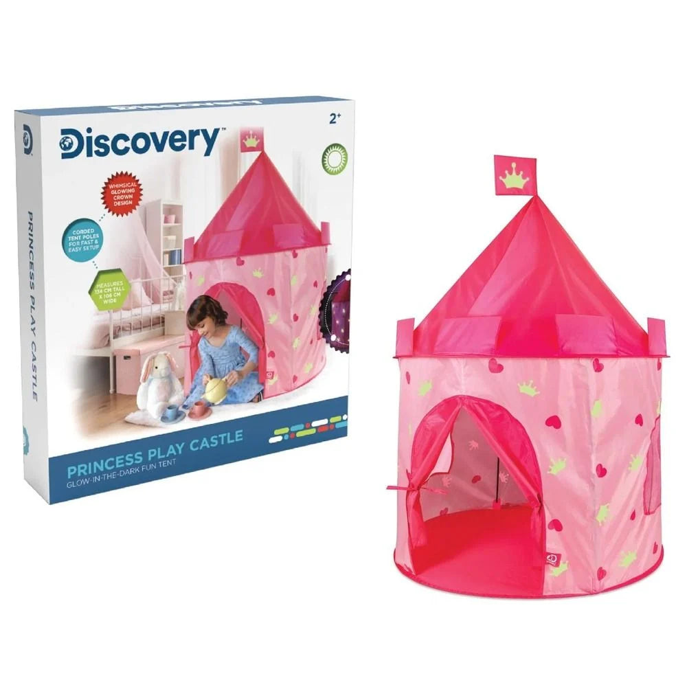 Discovery Kids Glow-in-The-Dark Princess Play Castle Tent, Fold Up with Carrying Case