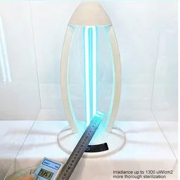 Sleek, handheld UV disinfection lamp with white body and blue light. Perfect for sanitizing surfaces and objects. Shop on Dubailisit!