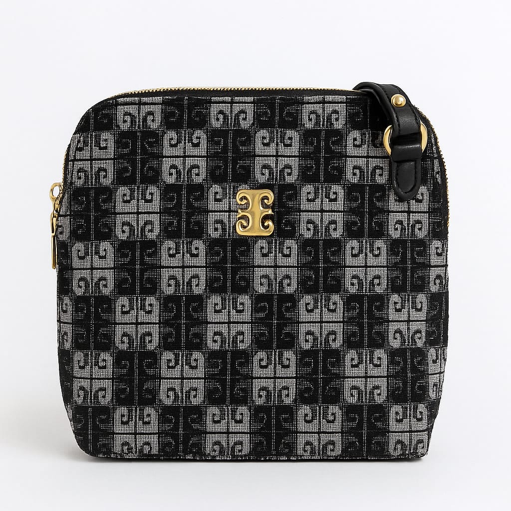 Pierre Cardin Black & Grey Monogram Canvas Pouch