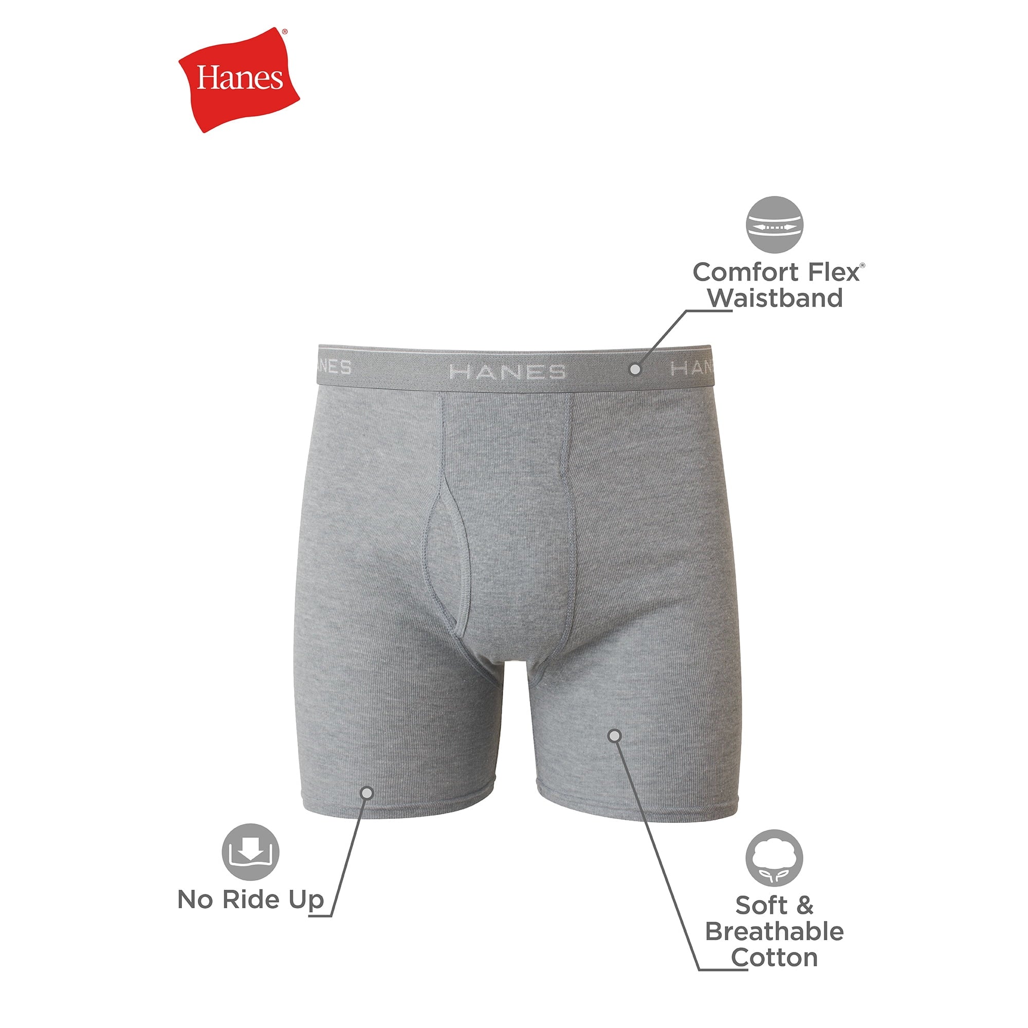 SIZE: L(36-38) - Hanes Men's Value Pack Covered Waistband Boxer Briefs, 6 Pack