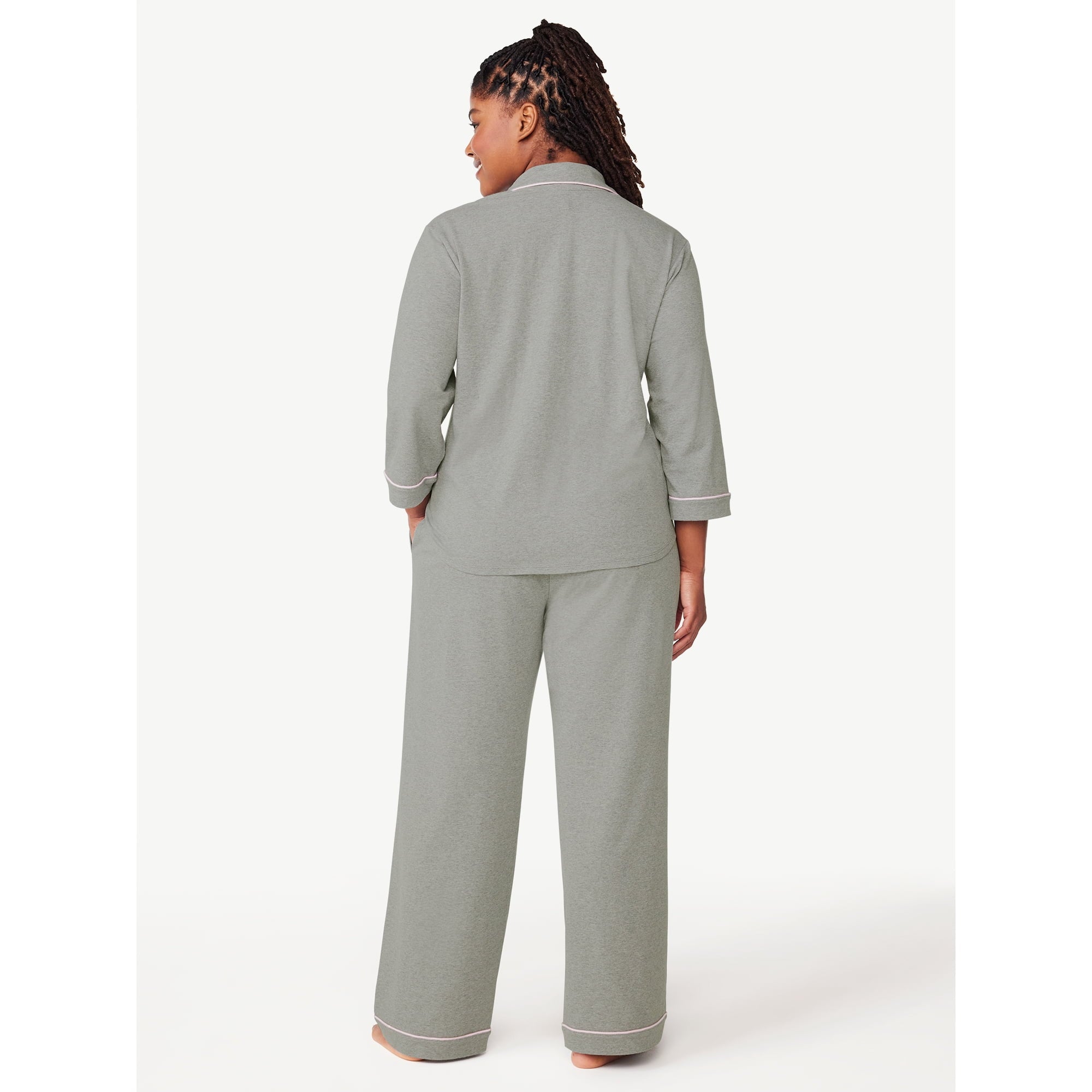 المقاس: 4X (26W-28W) - طقم بيجامة نسائي من Joyspun، مكون من بلوزة وبنطال من مزيج القطن، قطعتين.