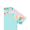 Size S (6-6X) - Wonder Nation Girls Short Sleeve Rashguard Swimsuit with UPF 50