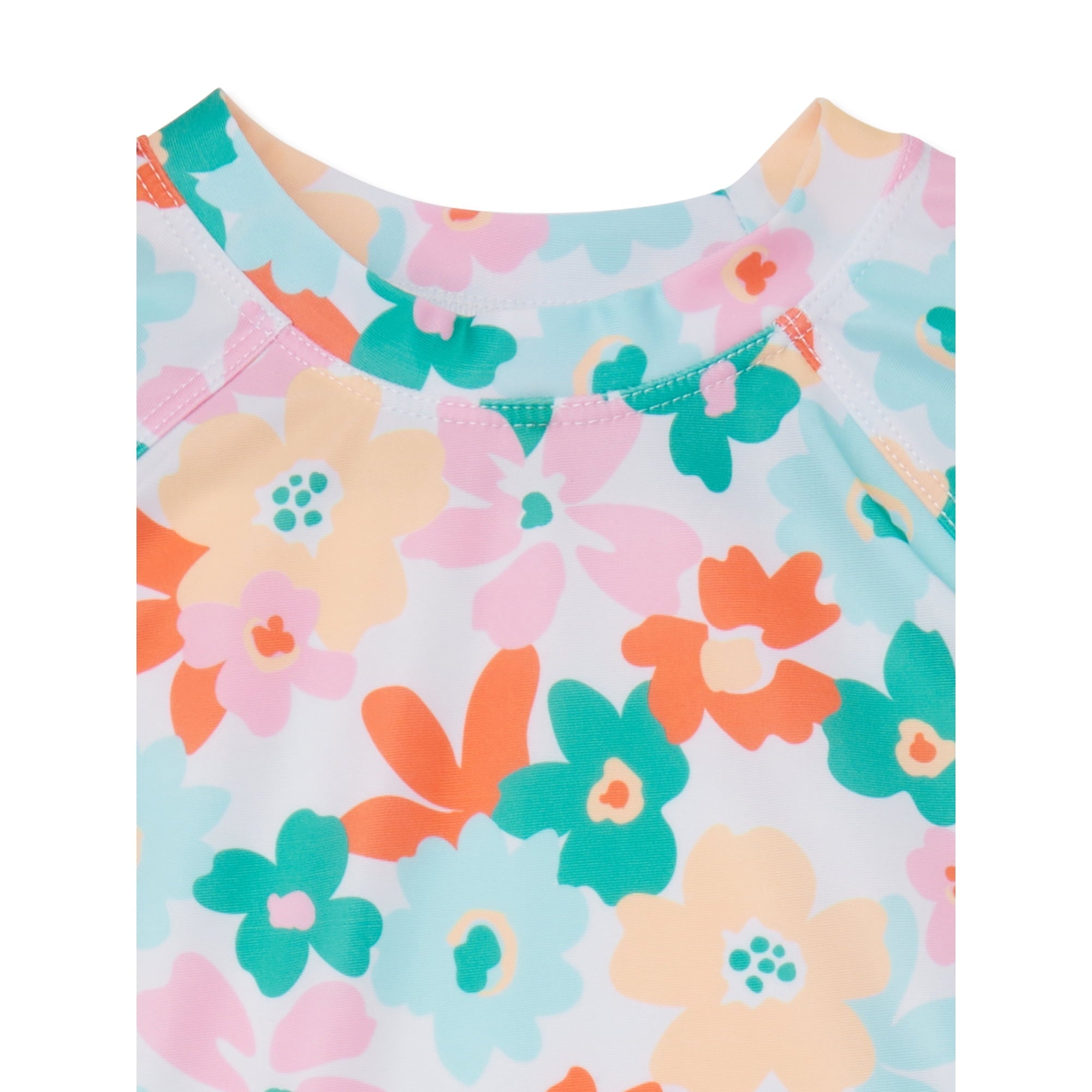 SIZE: 5T - Wonder Nation Toddler Girl Long Sleeve Swim Rash Guard Set