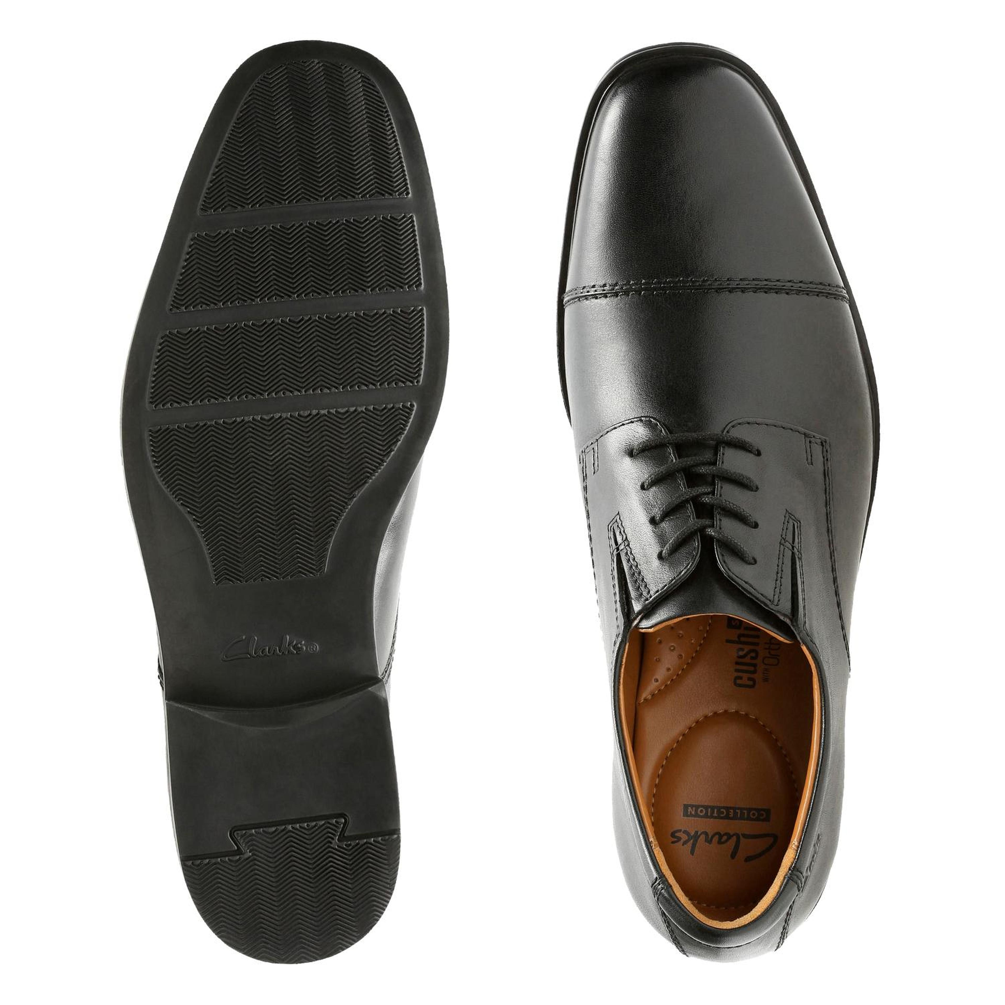 Clarks Cosgrove Cap Men’s Black Leather Derby Shoes – Classic Smart Dress Shoes with Lasting Comfort