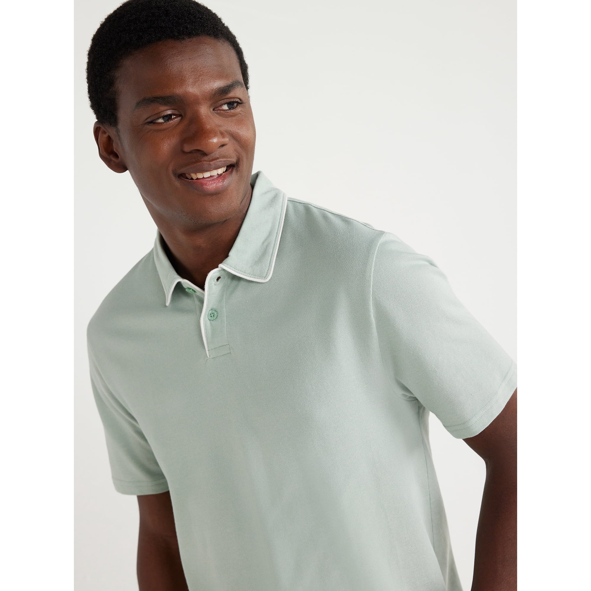 SIZE: XXL - Free Assembly Men's Taped Oxford Pique Polo Shirt with Short Sleeves ICEBERG GREEN