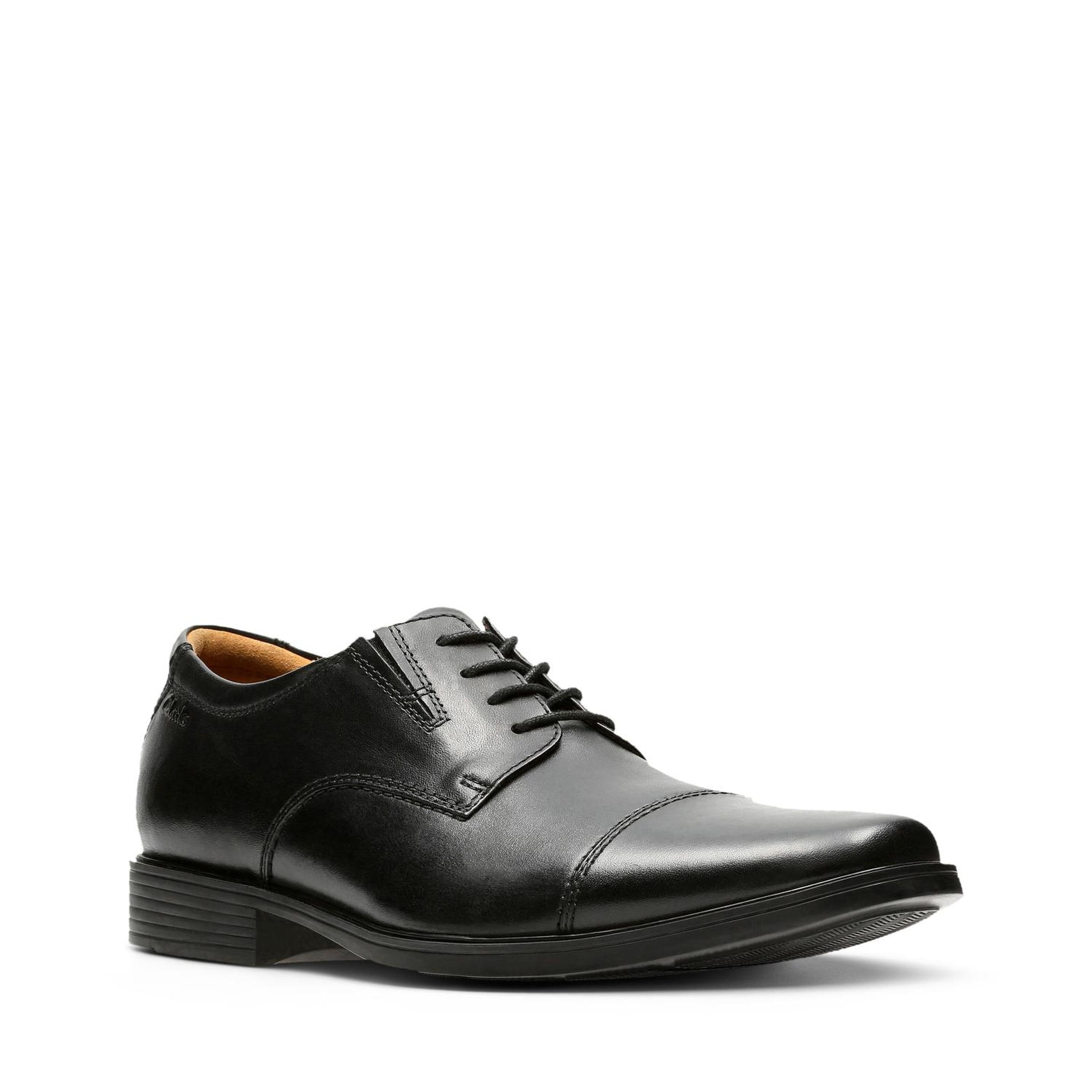 Clarks Cosgrove Cap Men’s Black Leather Derby Shoes – Classic Smart Dress Shoes with Lasting Comfort