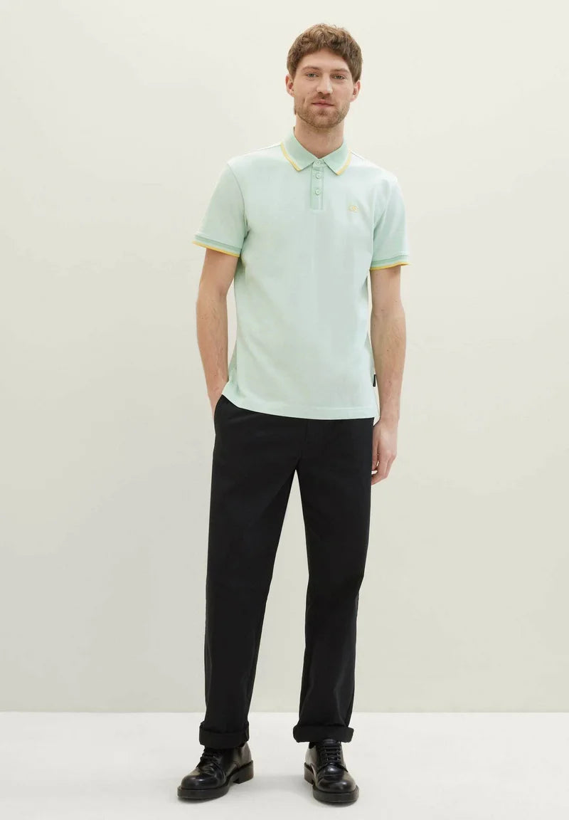 TOM TAILOR Polo Shirt - White Mint Twotone