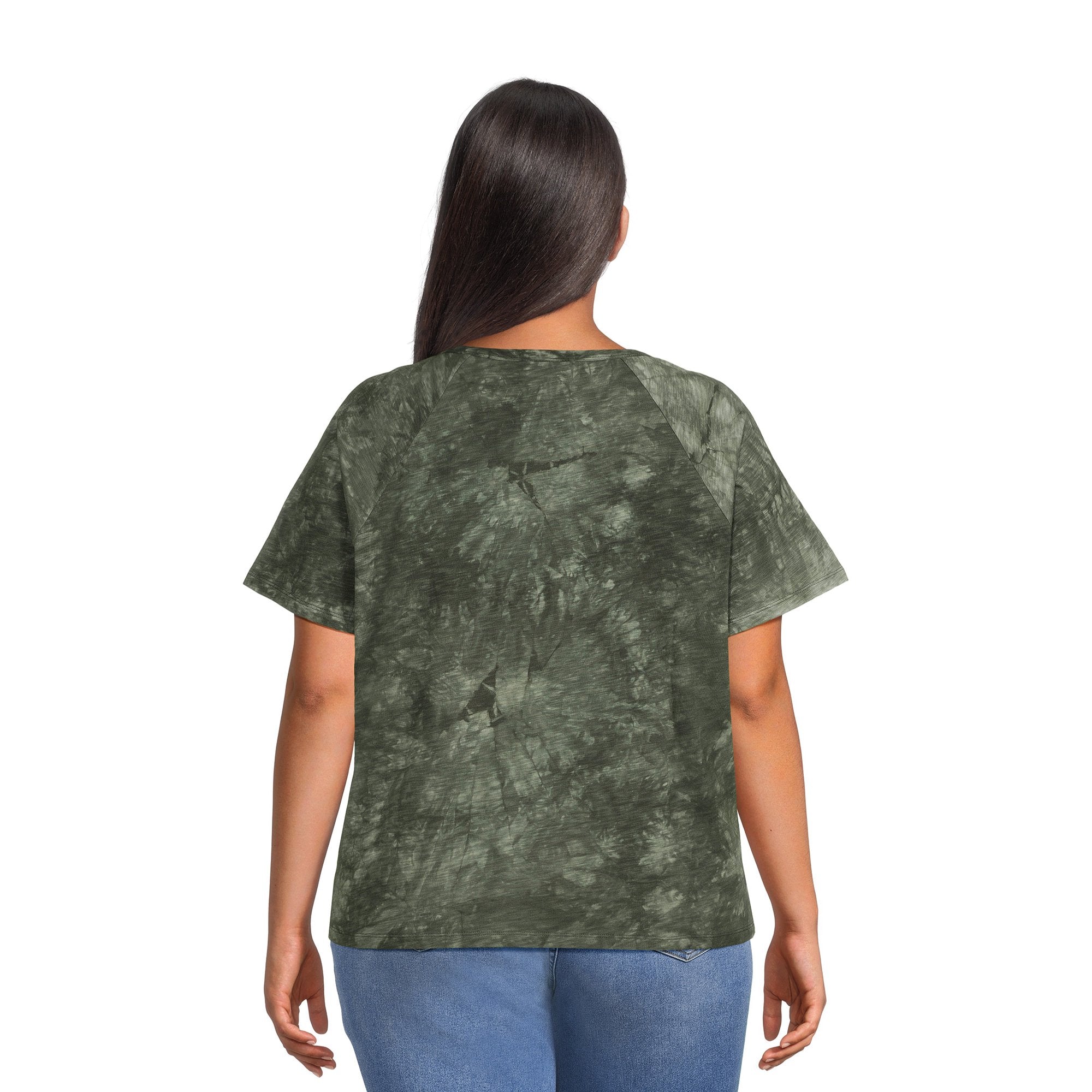 SIZE: 14T - Terra & Sky Women's Plus Size Raglan Sleeve Tie Front Tee, 2-Pack