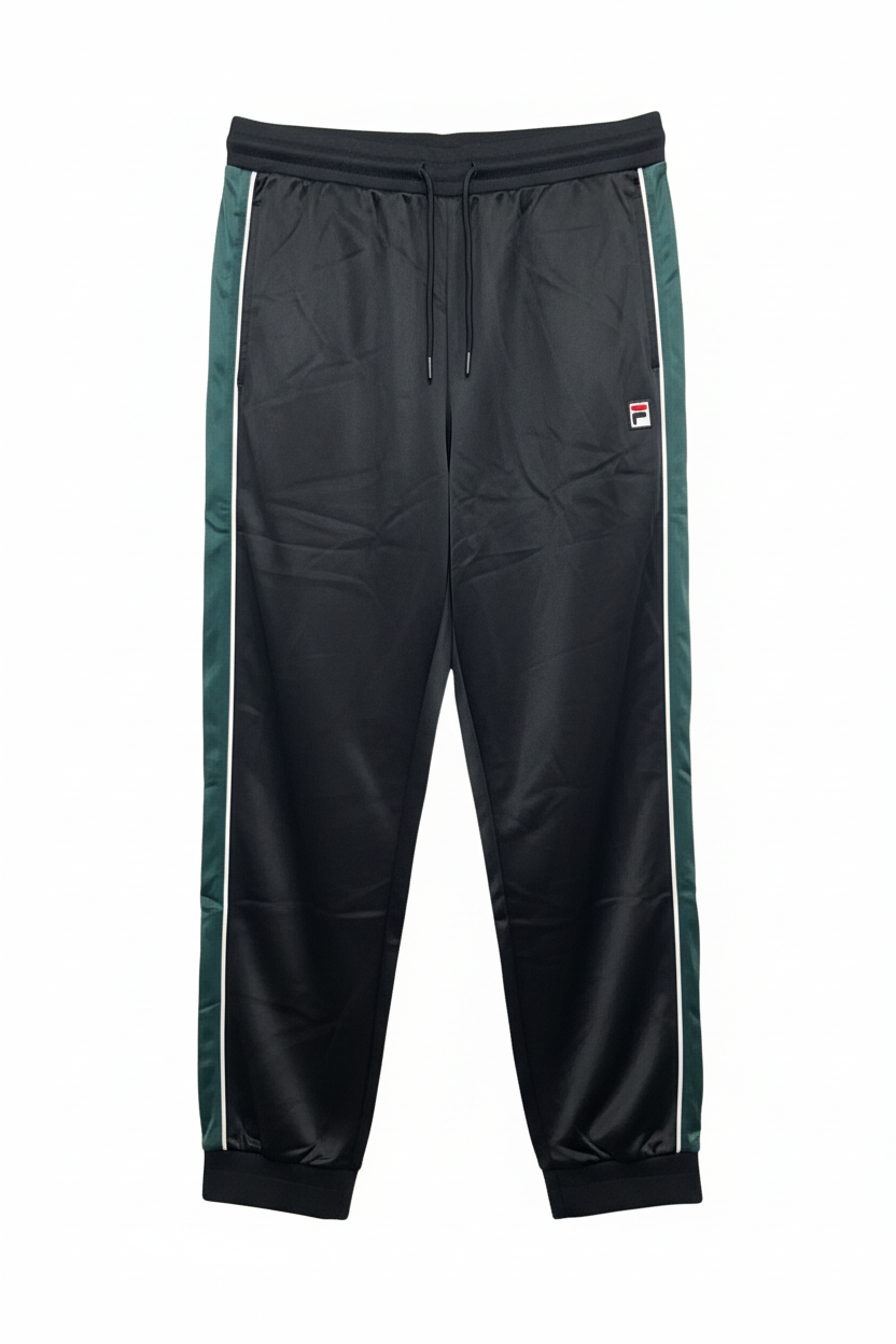 FILA Black Green Track Pants - Front