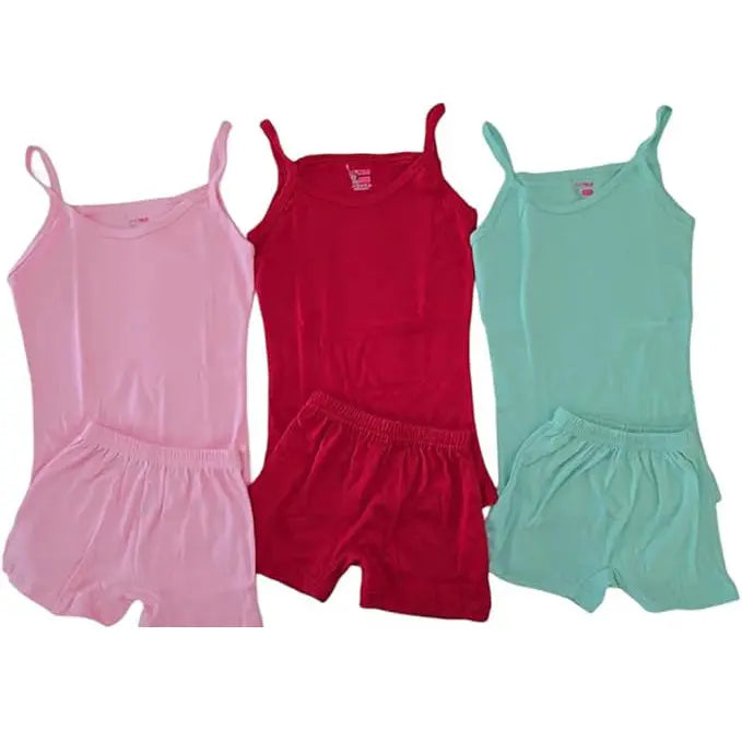 underwear girl | 100% Cotton Vests & Briefs (3-Piece, Assorted Colors)