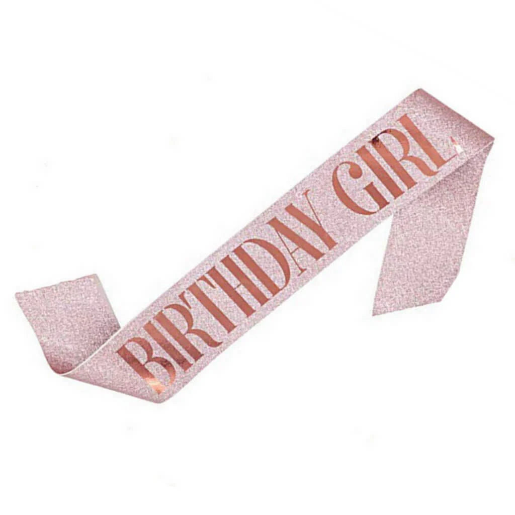 Deluxe Glitter Rose Gold BIRTHDAY GIRL Party Sash - Outfit