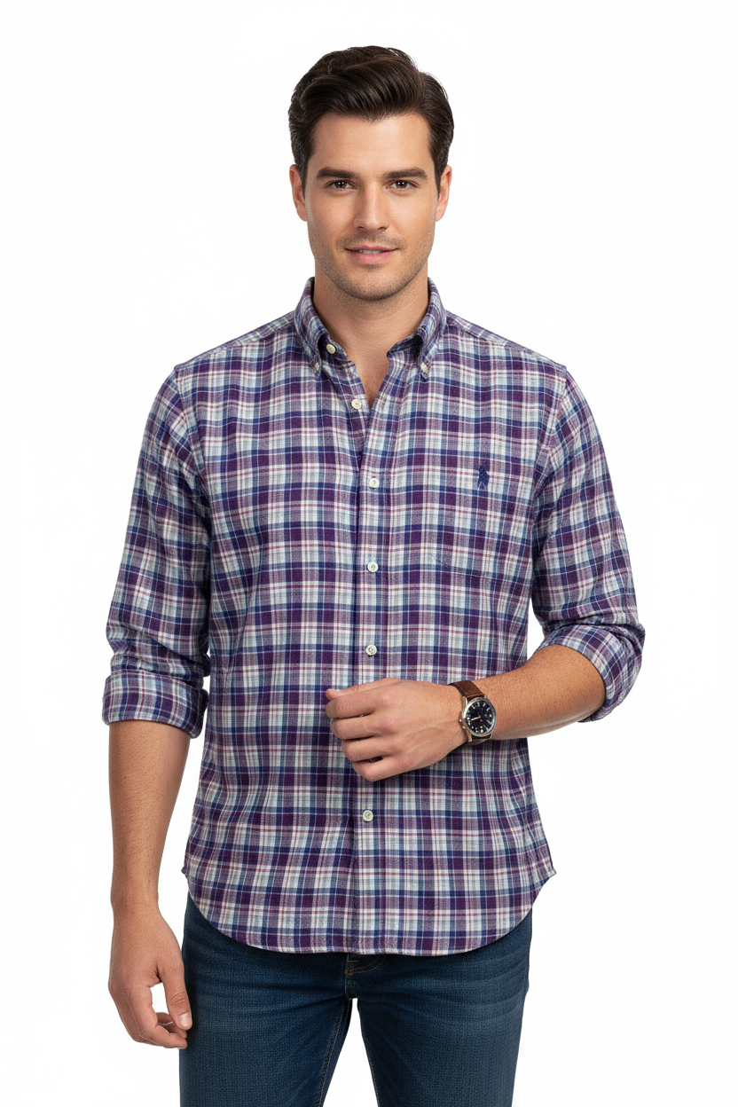 Half shot - Model wearing plaid shirt