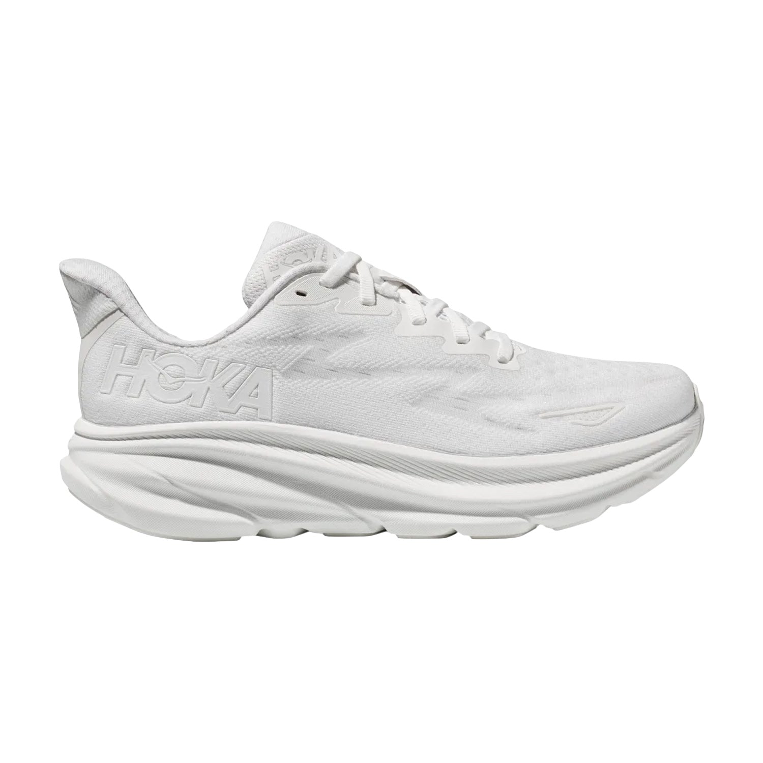 Hoka Women's Clifton 9 Wide Running Shoes - White/White ( WITHOUT BOX )