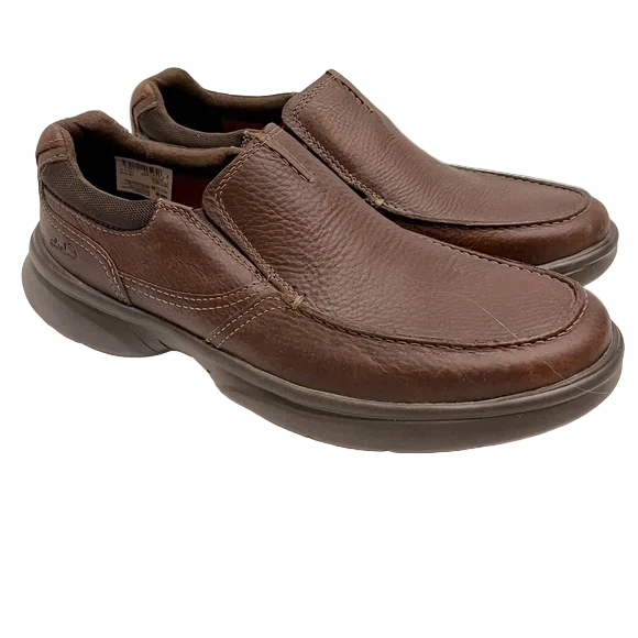 Clarks Bradley Step Men’s Brown Leather Slip-On Shoes Dark