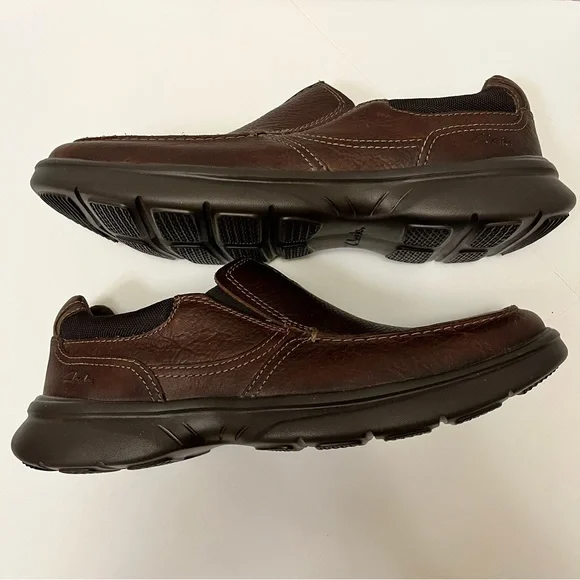 Clarks Bradley Step Men’s Brown Leather Slip-On Shoes Dark
