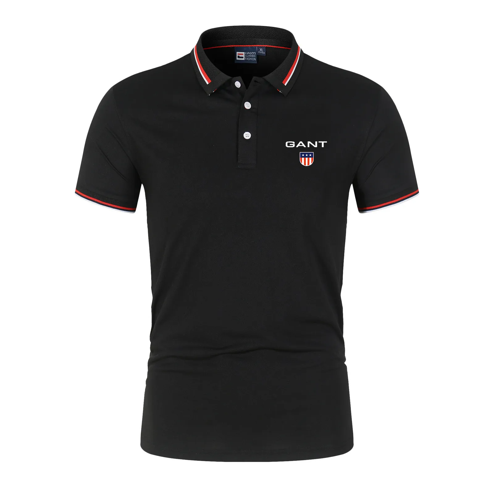 GANT Men's Black T-Shirt – Classic Cotton Crew Neck Tee for Everyday Style