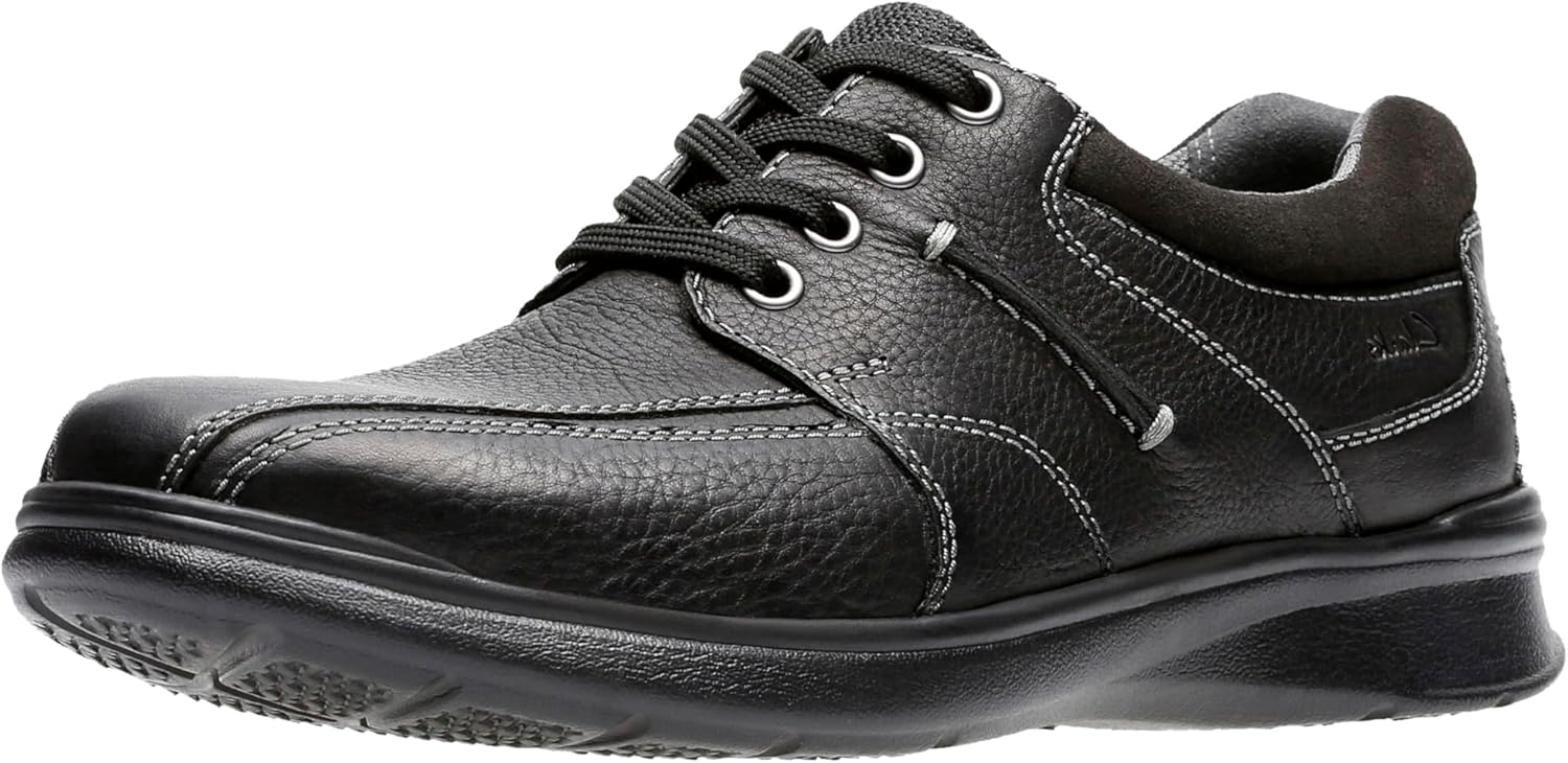 Clarks Cotrell Walk Men’s Oxford Shoes – Classic Black Leather Flats with All‑Day Comfort