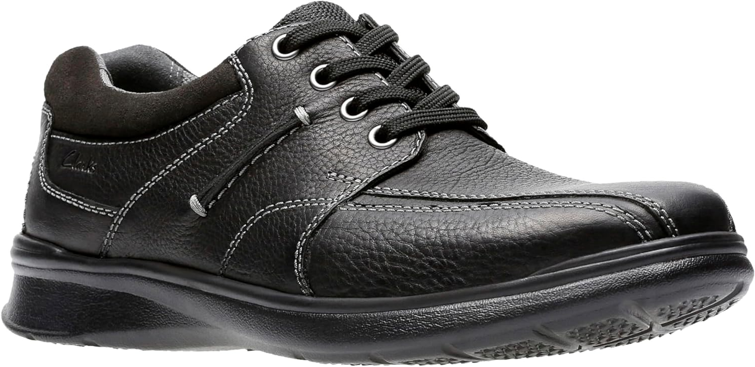 Clarks Cotrell Walk Men’s Oxford Shoes – Classic Black Leather Flats with All‑Day Comfort