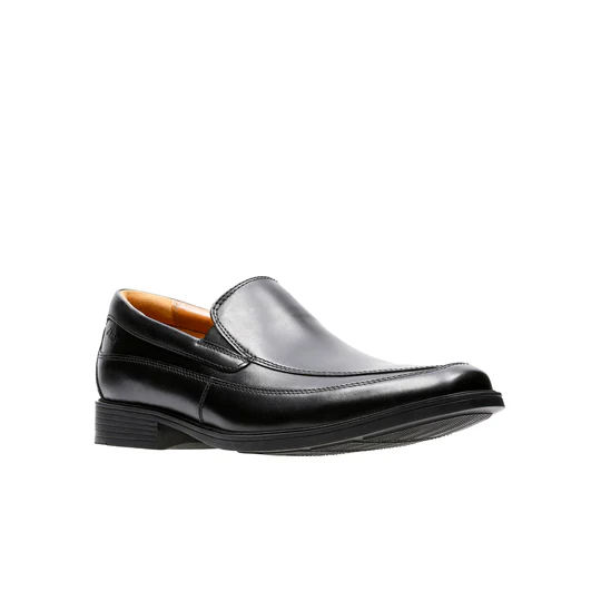 Clarks Tilden Free Men’s Slip‑On Dress Shoes – Black Leather Formal Loafers with All‑Day Comfort