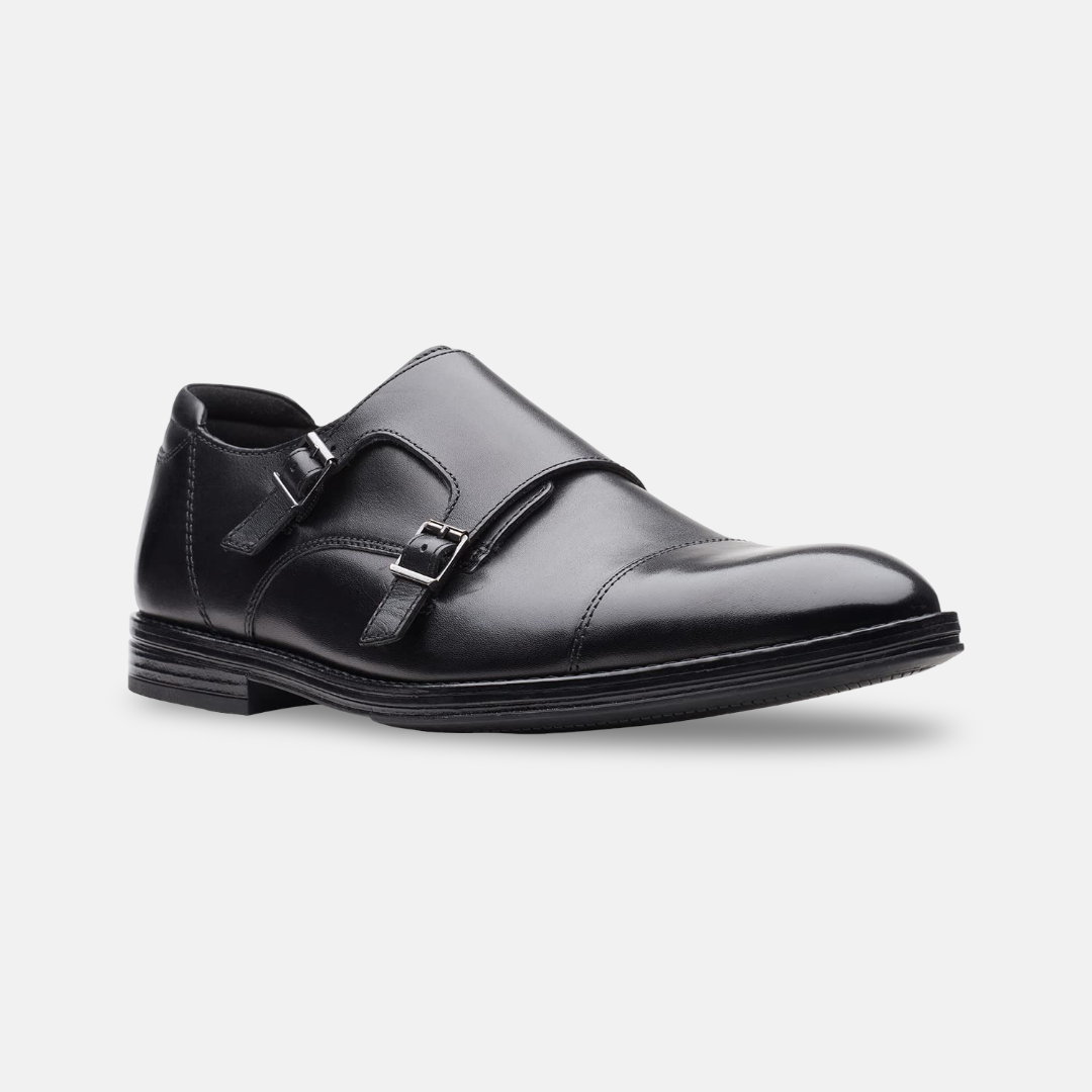 Clarks CitiStride Monk Men’s Dark Tan Leather Shoes – Double‑Monk Strap Dress Shoes